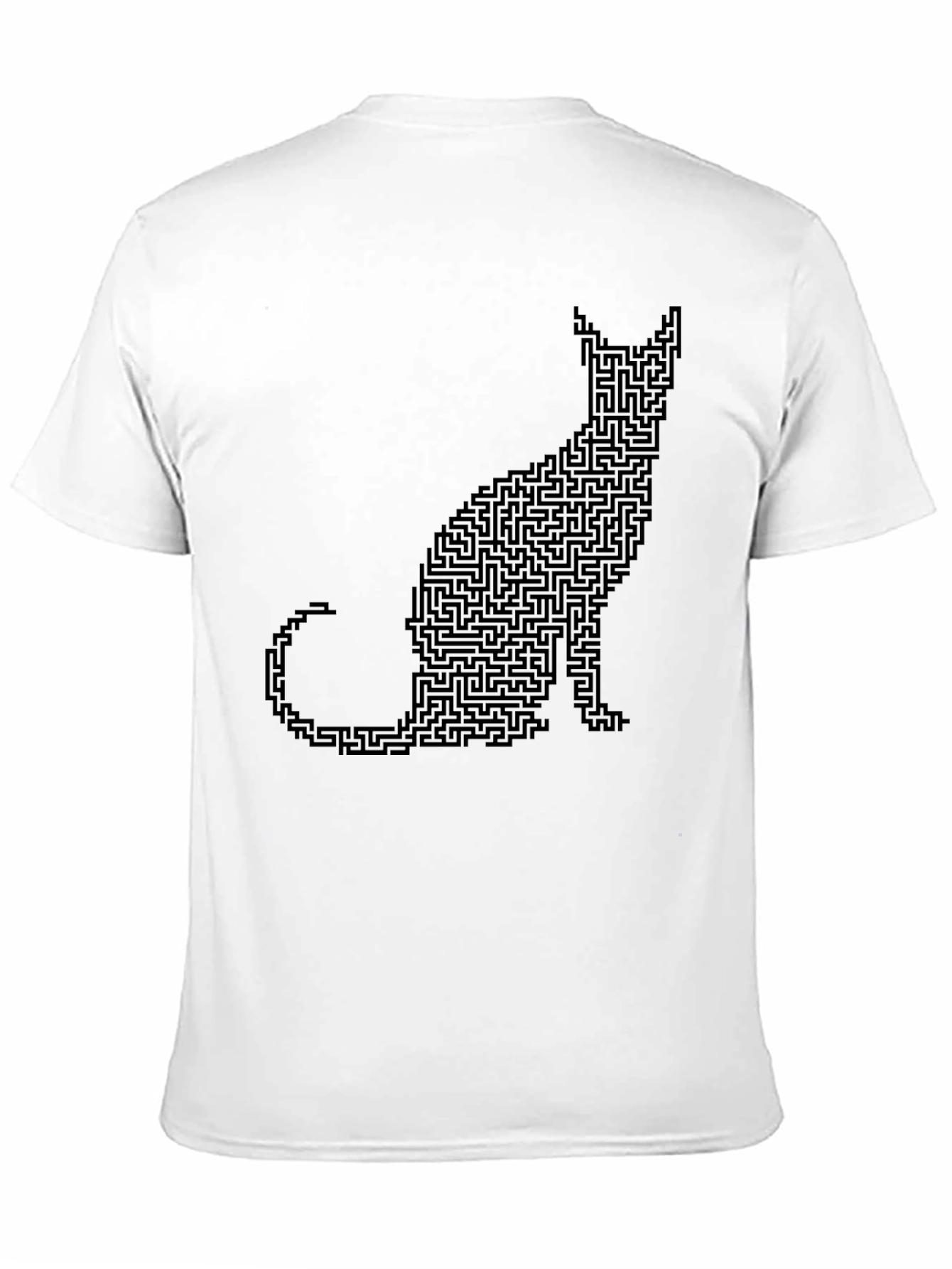 Cat Maze Graphic Tee - Black Cotton T-Shirt