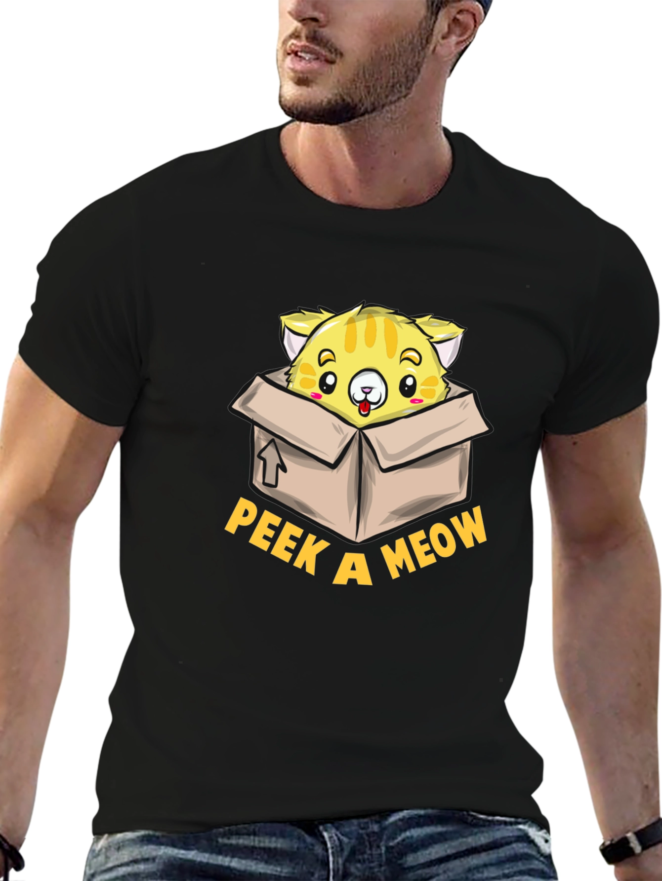 Peek a Meow T-Shirt - Cute Cat Design