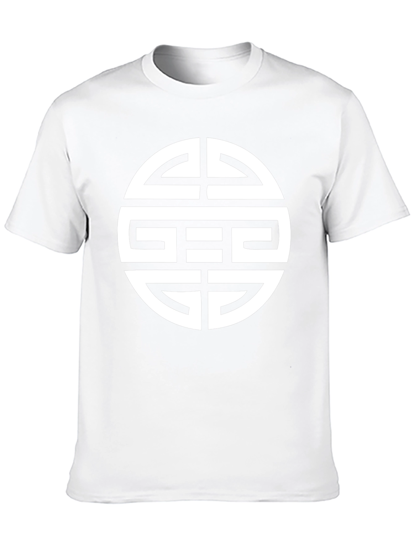 Black T-Shirt with White Geometric Circle Design