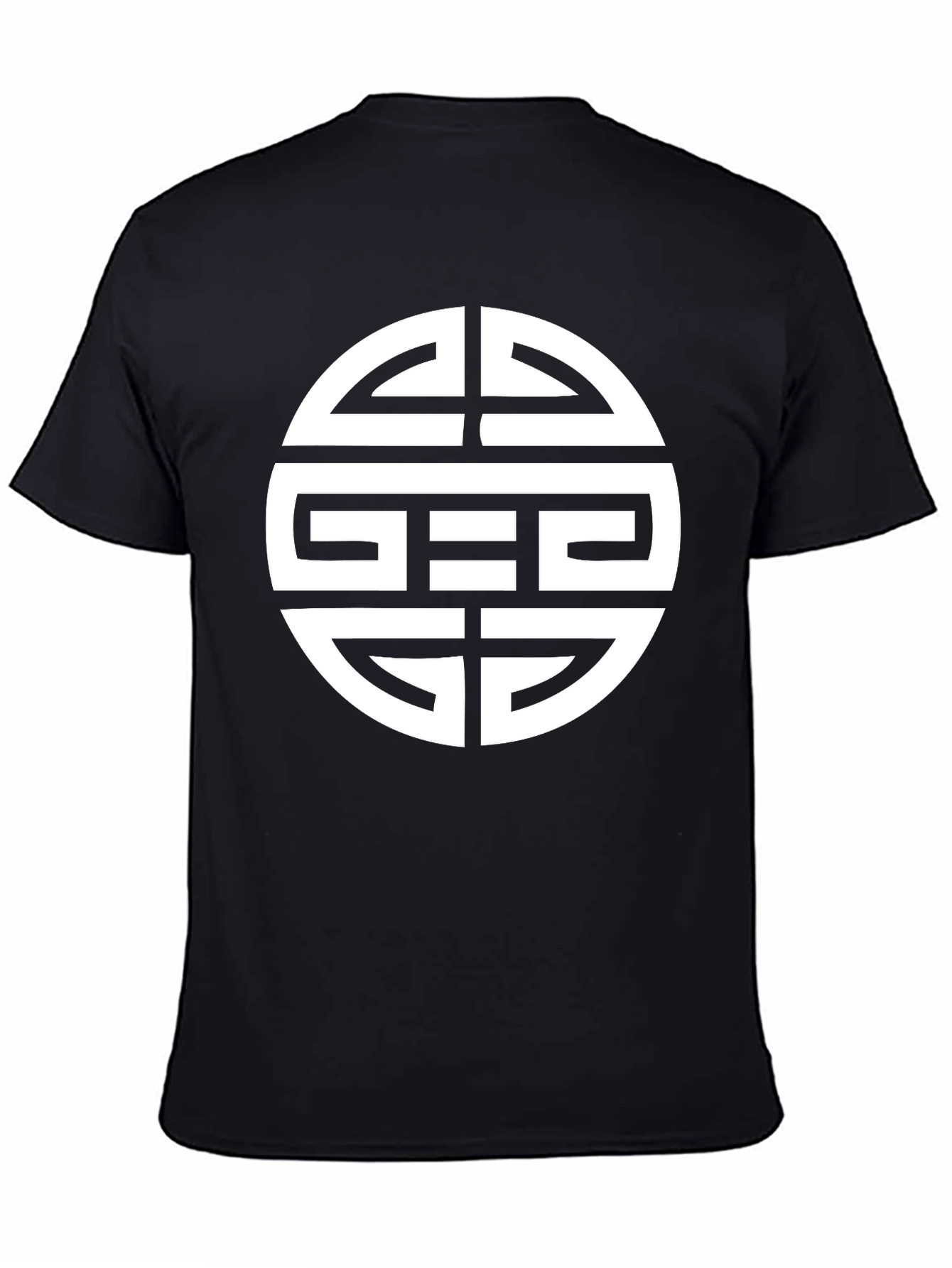 Black T-Shirt with White Geometric Circle Design