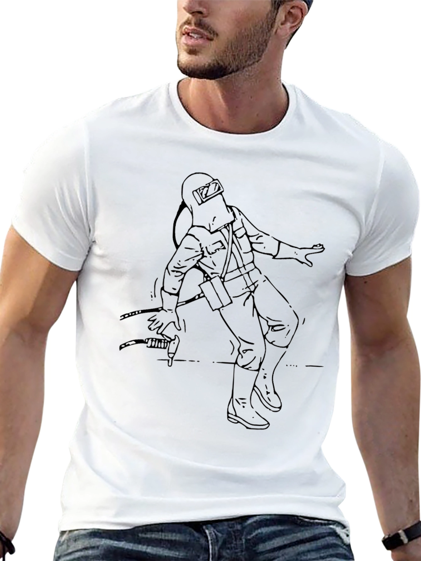 Welder Graphic Tee - Black Cotton Crew Neck T-Shirt