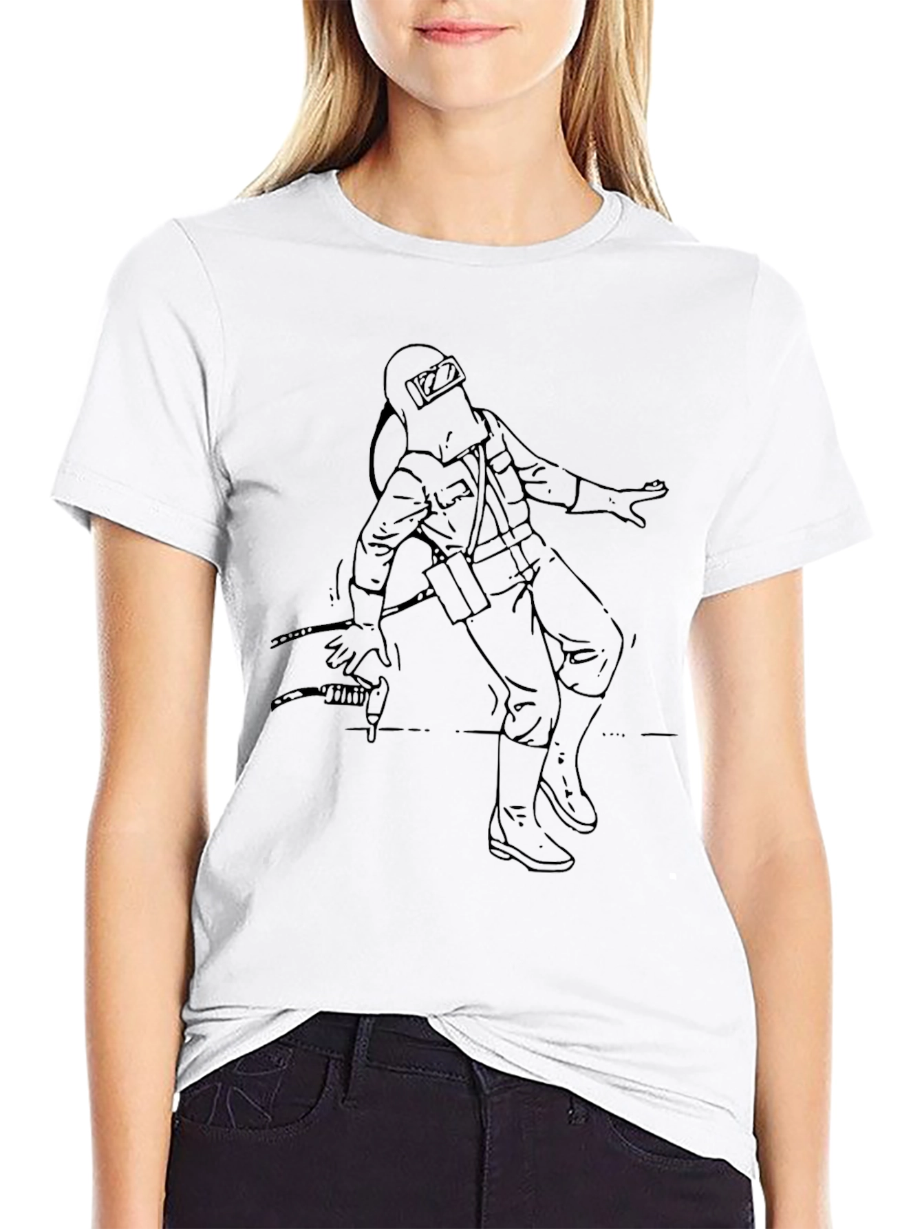 Welder Graphic Tee - Black Cotton Crew Neck T-Shirt