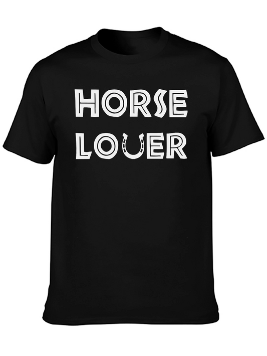 Horse Lover Graphic Tee - Black Cotton Casual T-Shirt