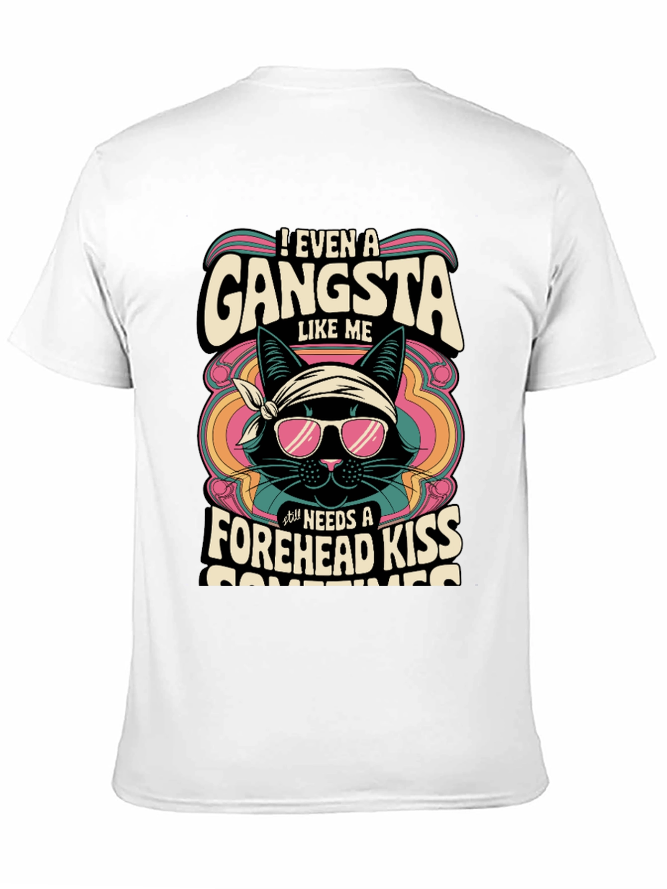 Gangsta Cat T-Shirt - Forehead Kiss Design