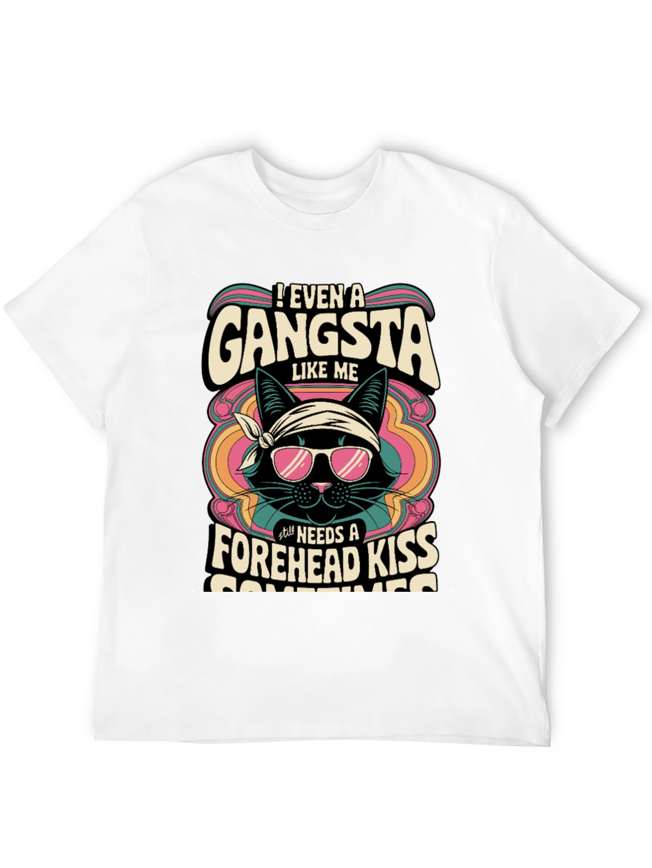 Gangsta Cat T-Shirt - Forehead Kiss Design