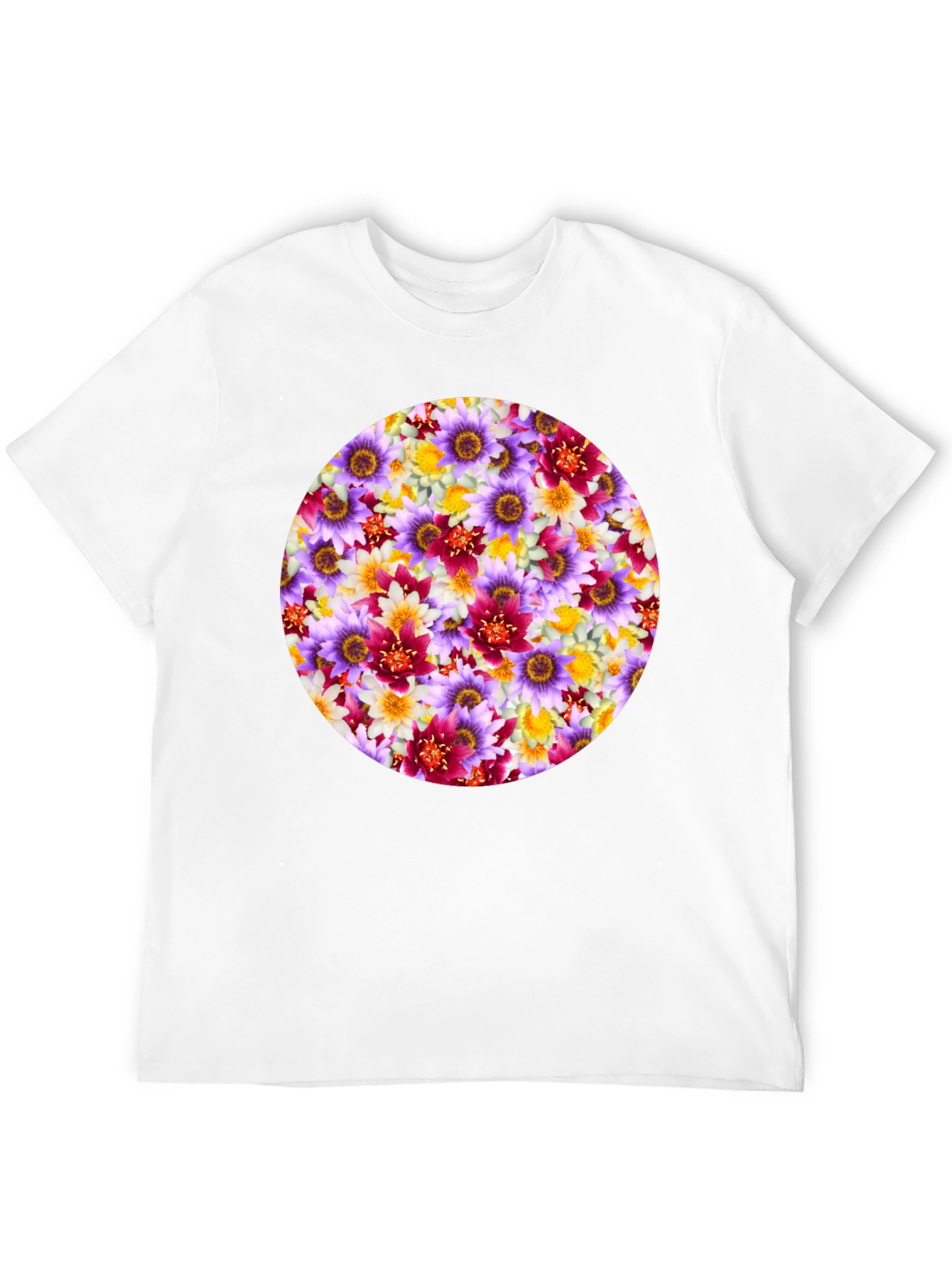 Floral Pattern Graphic Tee - Mens Black T-Shirt
