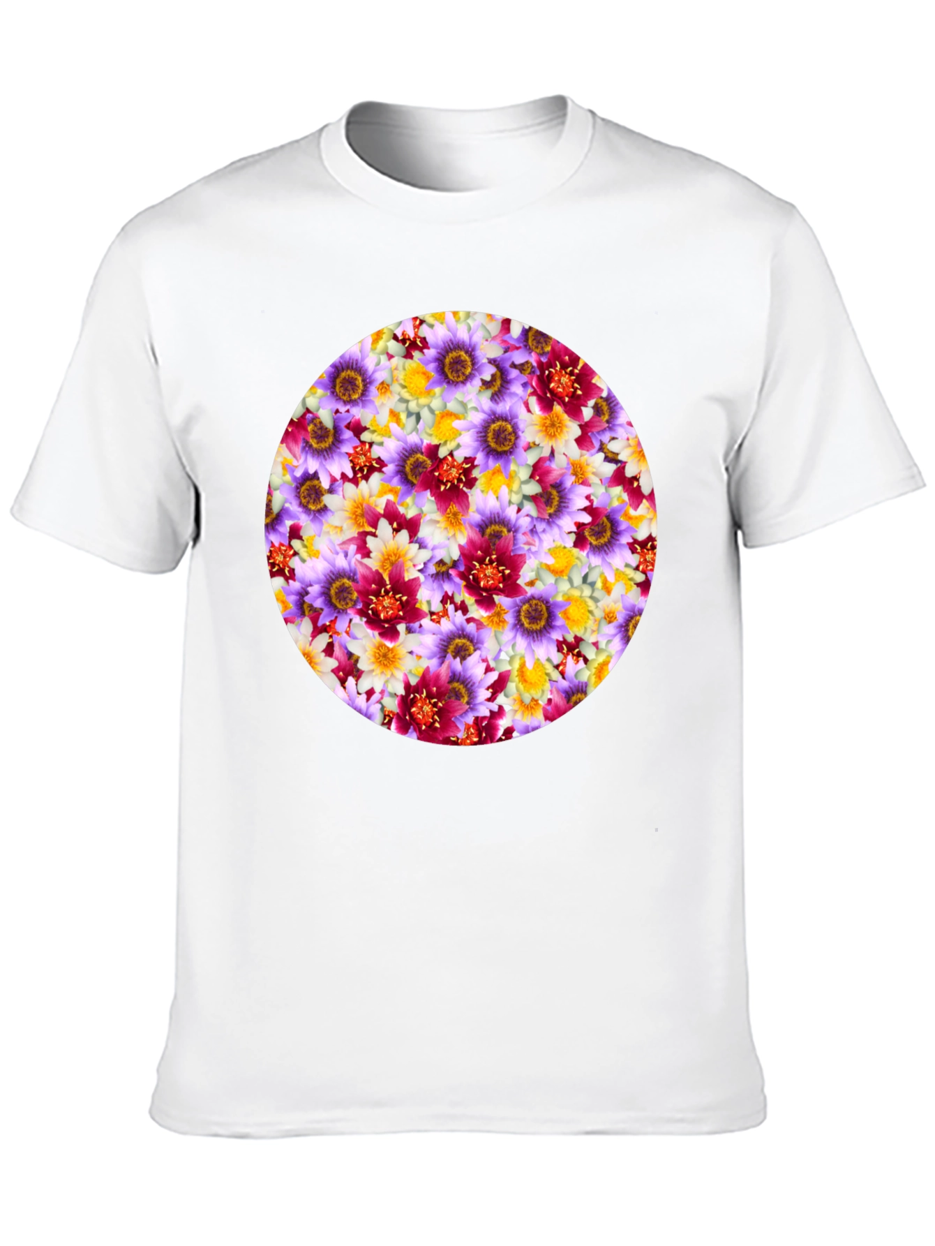 Floral Pattern Graphic Tee - Mens Black T-Shirt