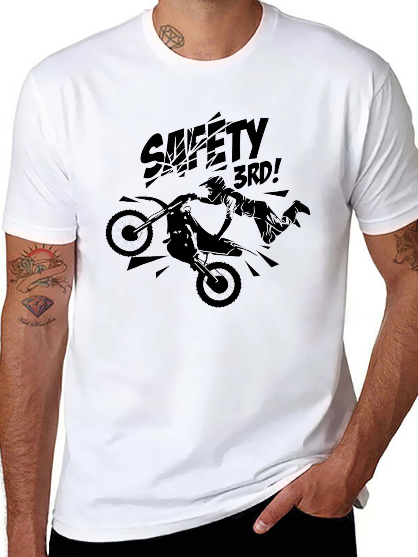 Safety 3rd! Motocross T-Shirt - Black Graphic Tee