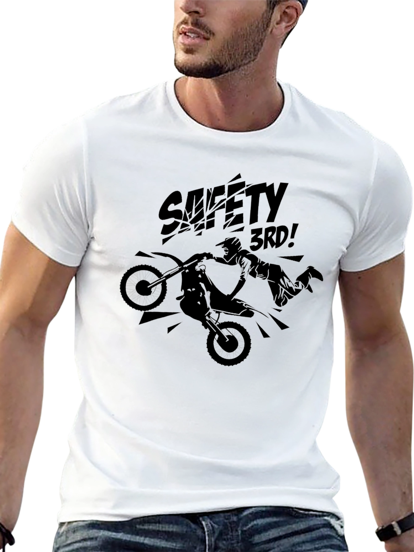Safety 3rd! Motocross T-Shirt - Black Graphic Tee