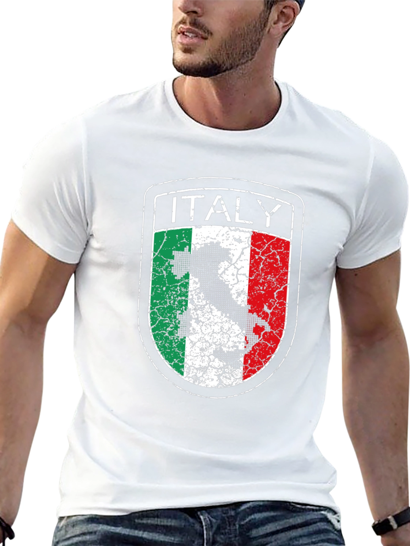 Italy Flag Distressed Graphic T-Shirt