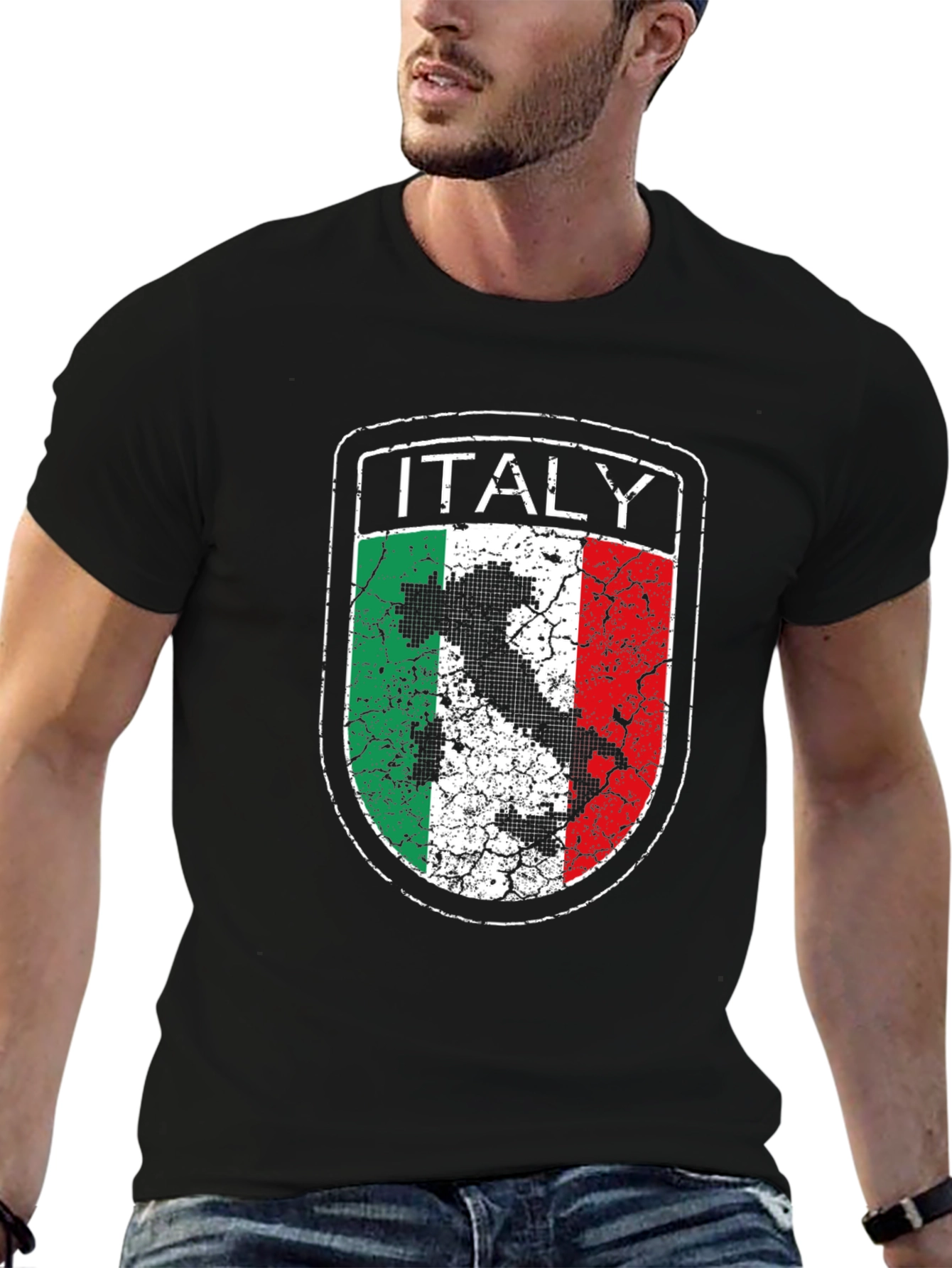 Italy Flag Distressed Graphic T-Shirt
