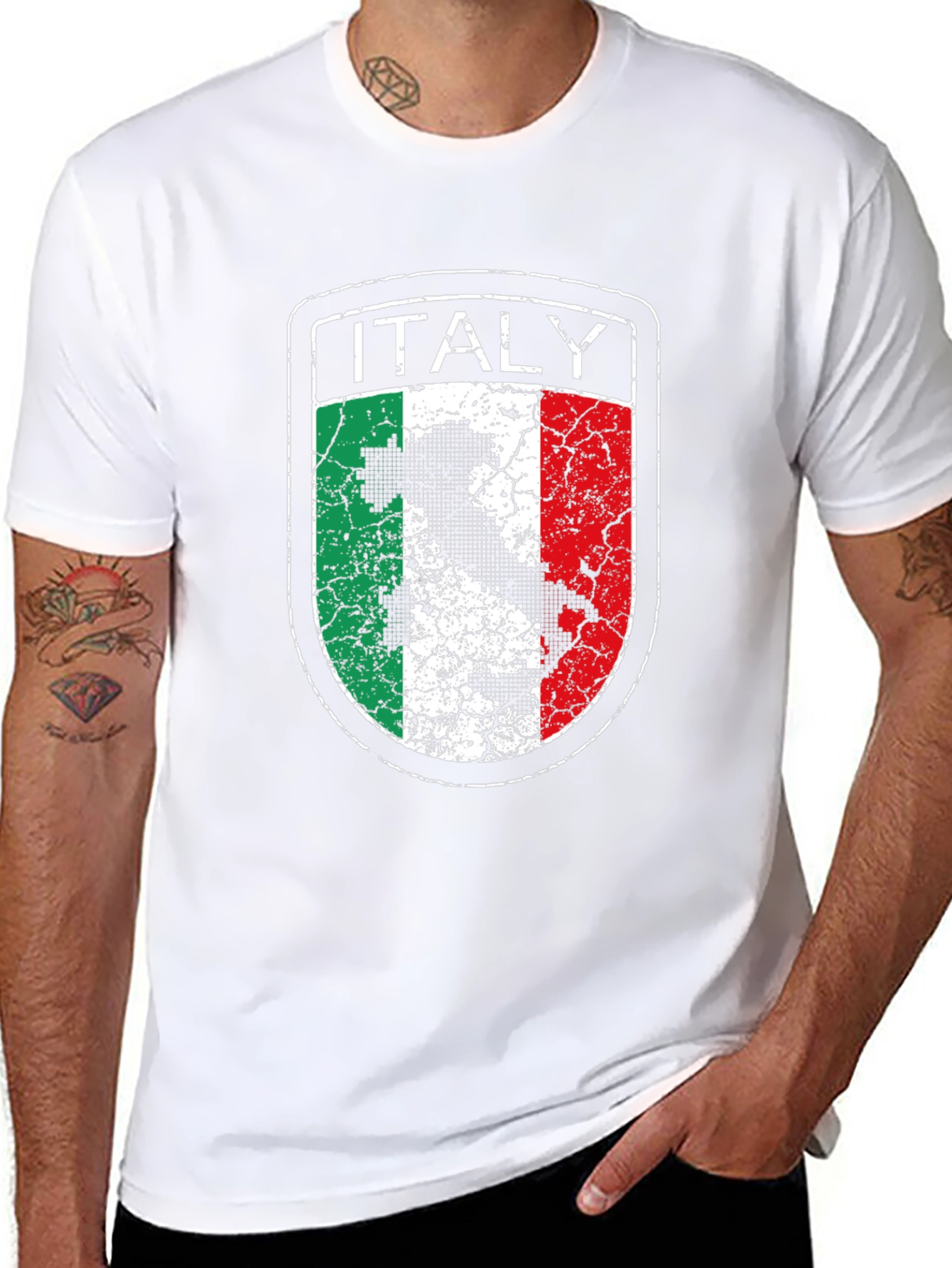 Italy Flag Distressed Graphic T-Shirt