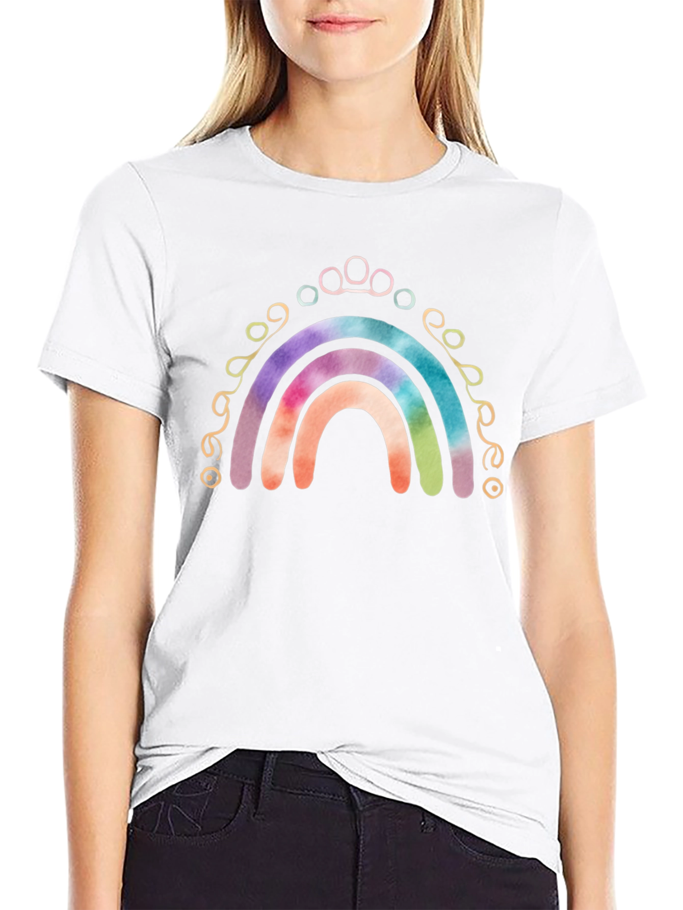 Rainbow Paw Print T-Shirt - Tie Dye Design