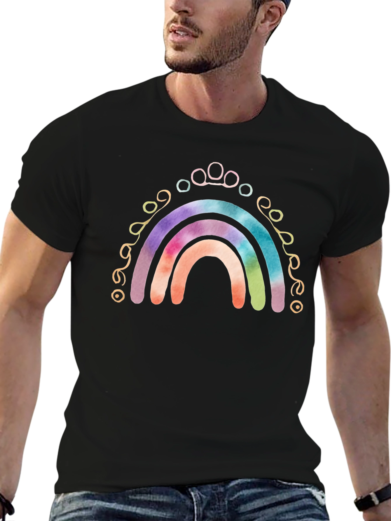 Rainbow Paw Print T-Shirt - Tie Dye Design