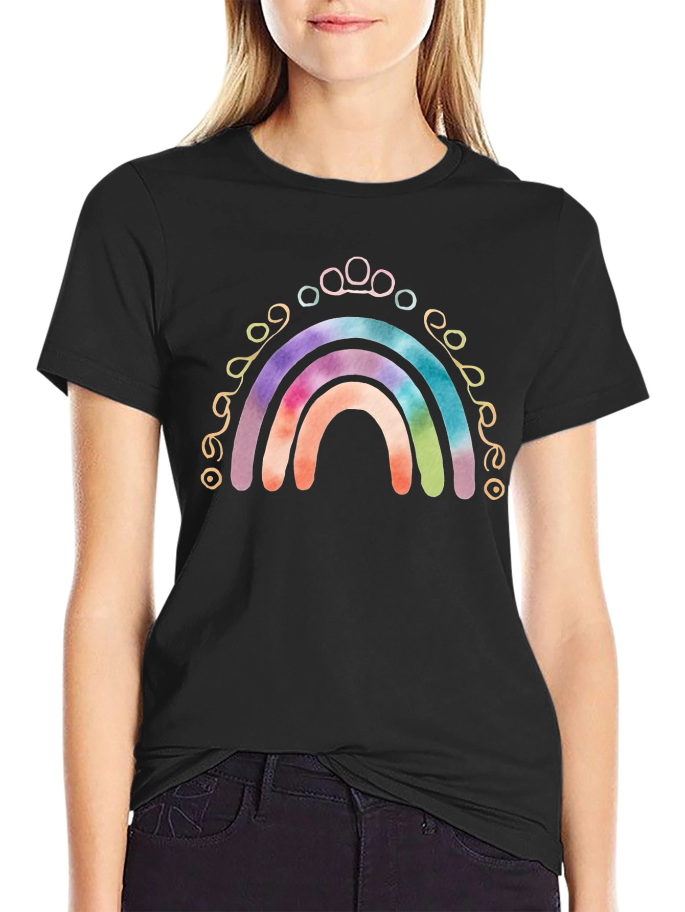 Rainbow Paw Print T-Shirt - Tie Dye Design