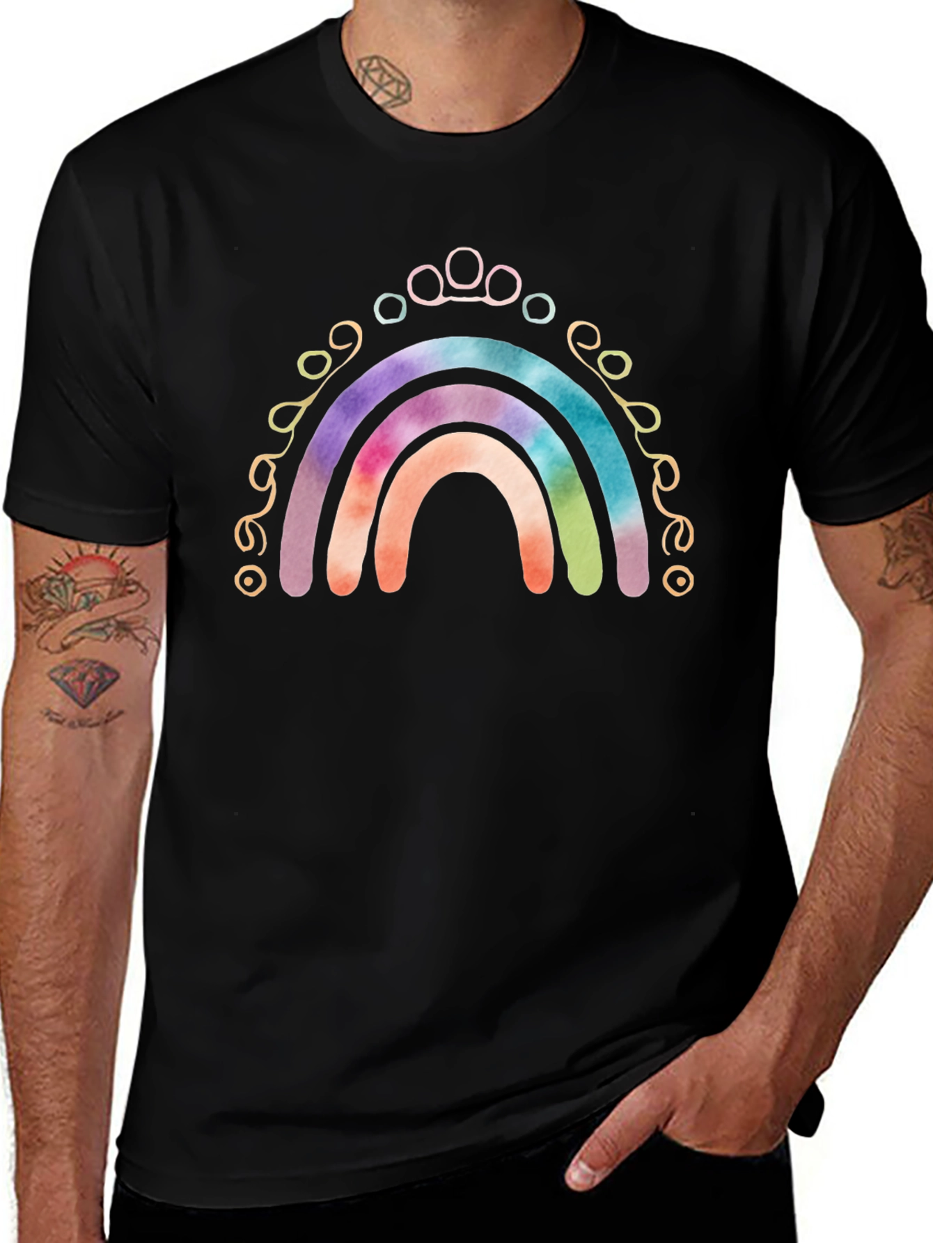 Rainbow Paw Print T-Shirt - Tie Dye Design