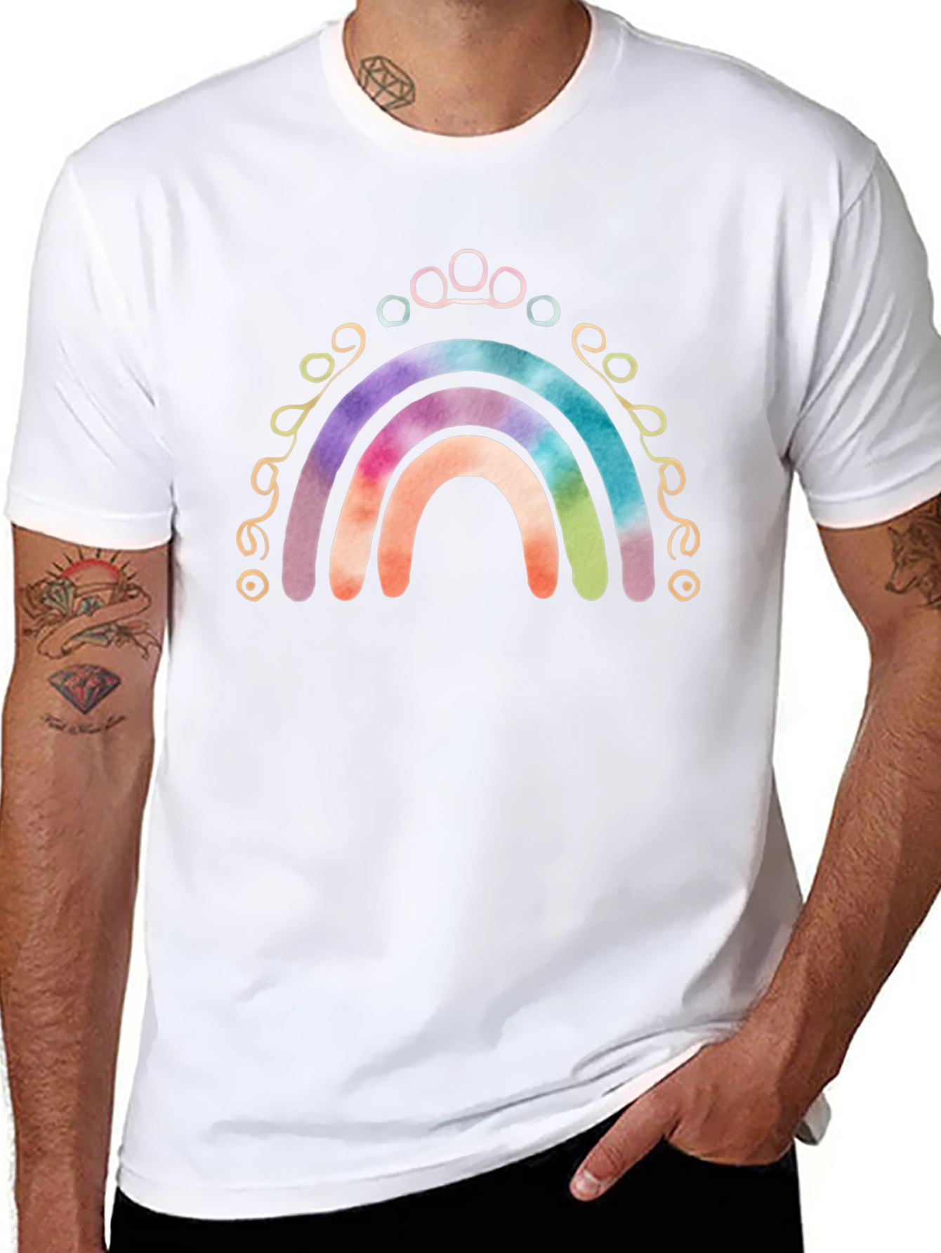 Rainbow Paw Print T-Shirt - Tie Dye Design