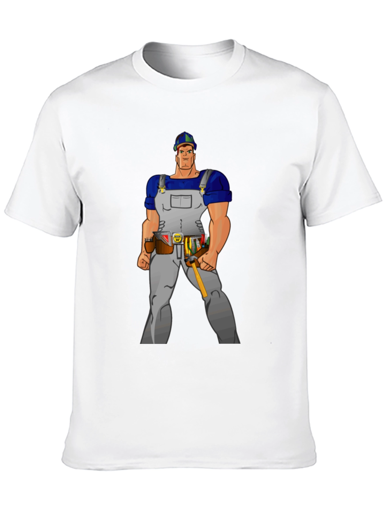 Cartoon Builder Graphic Tee - Black Casual T-Shirt