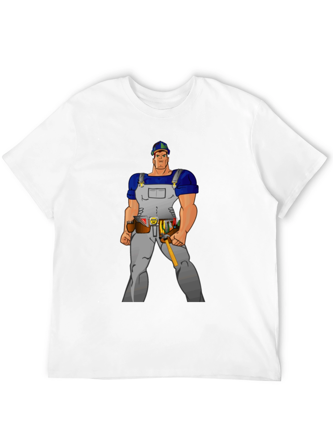 Cartoon Builder Graphic Tee - Black Casual T-Shirt