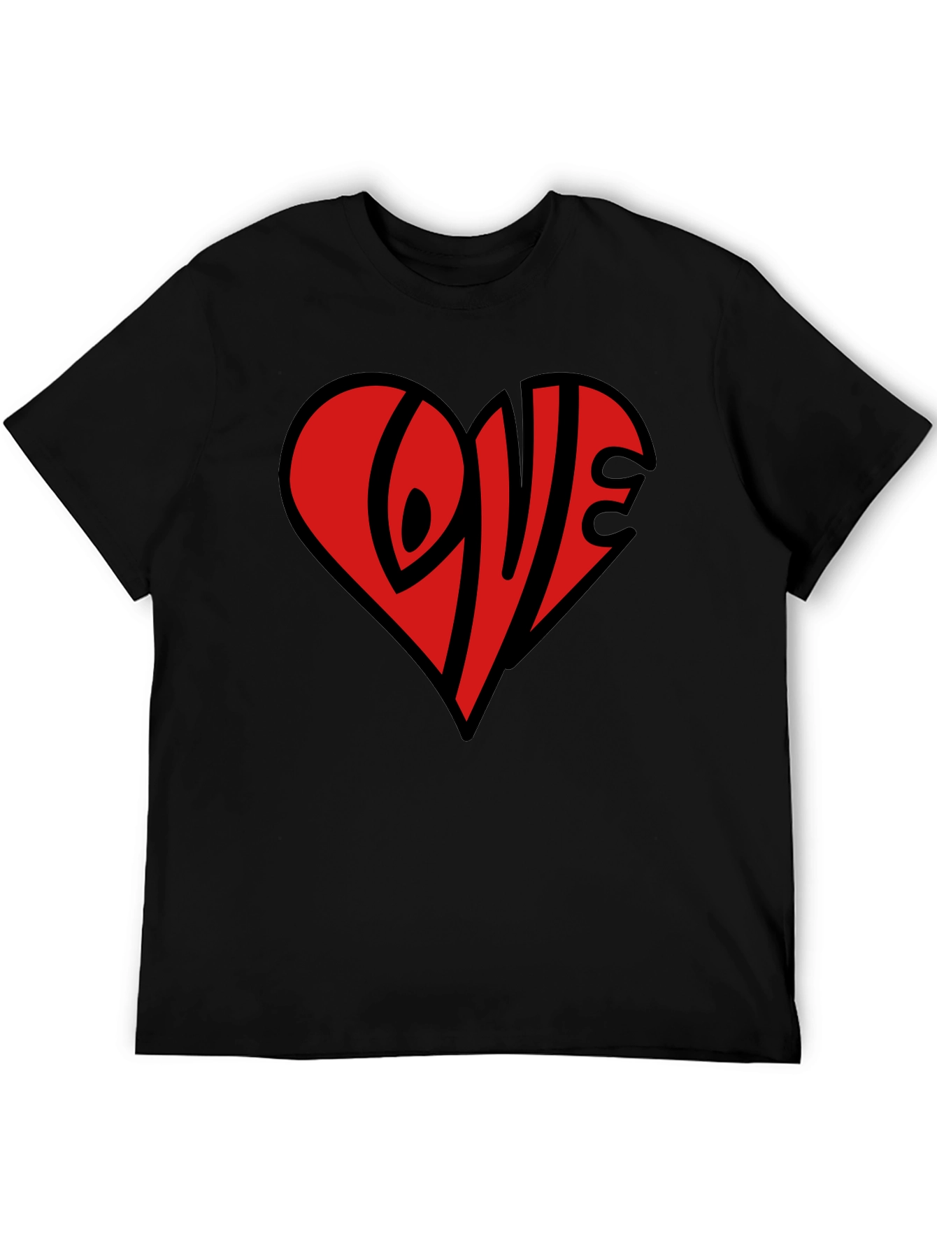 Love Heart Graphic Black T-Shirt