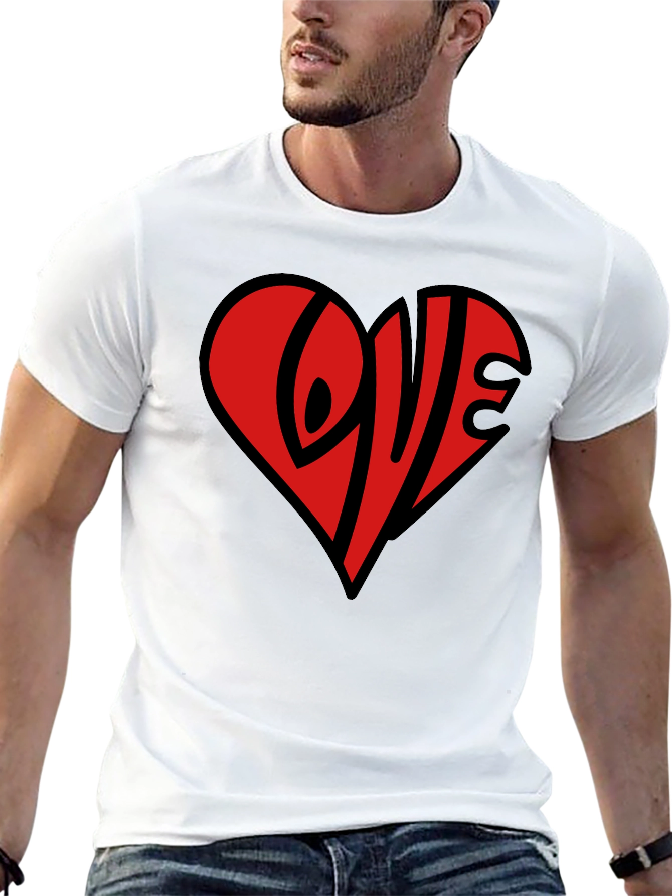Love Heart Graphic Black T-Shirt