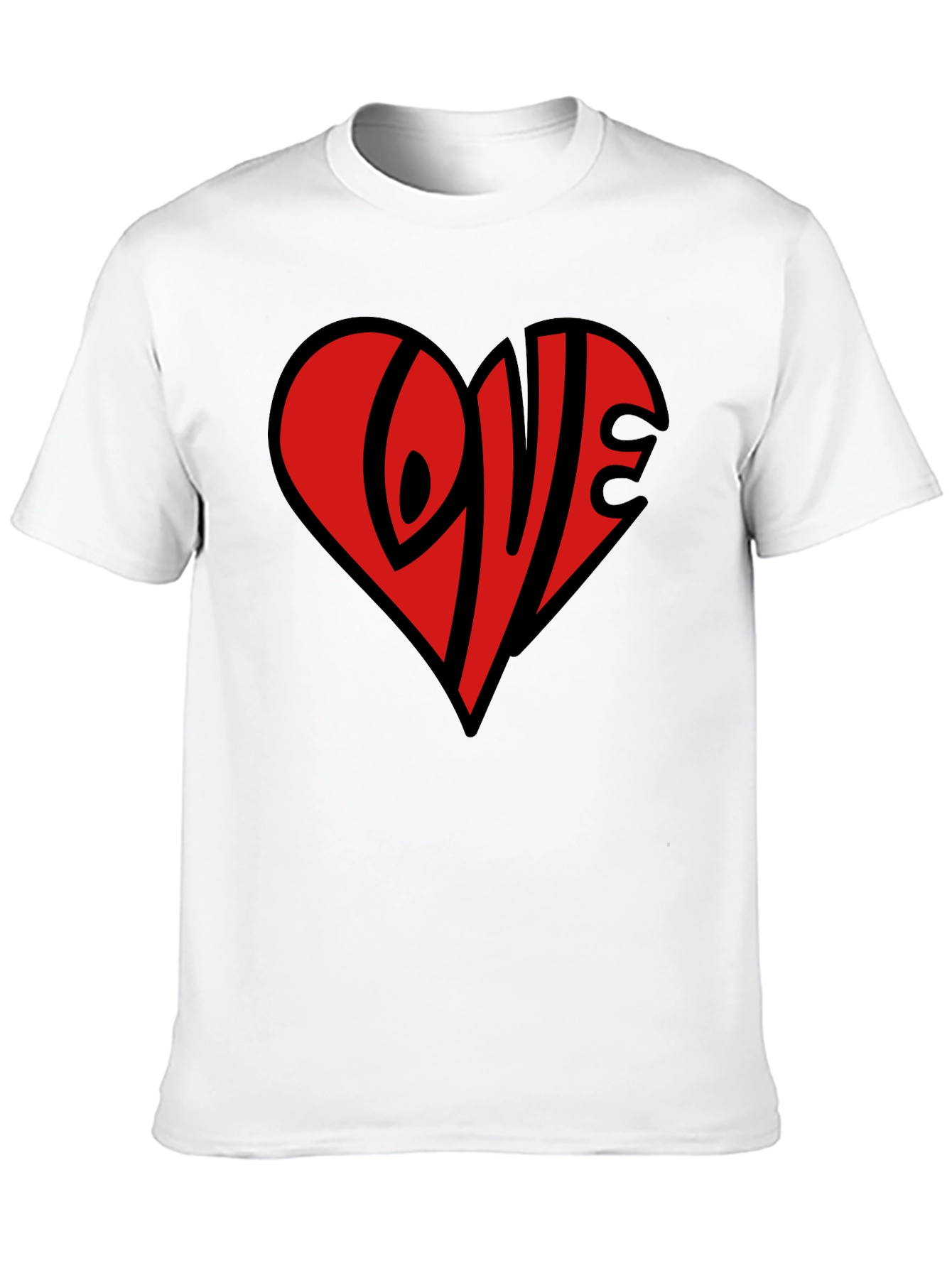 Love Heart Graphic Black T-Shirt