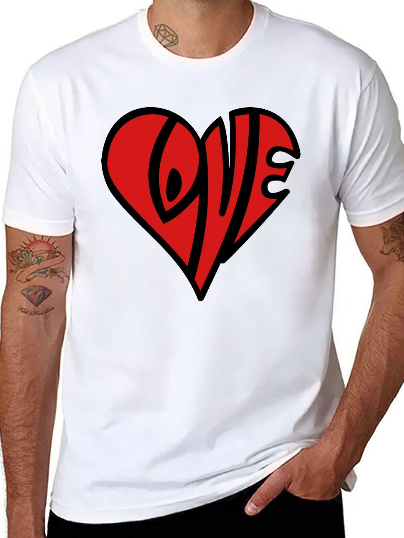 Love Heart Graphic Black T-Shirt