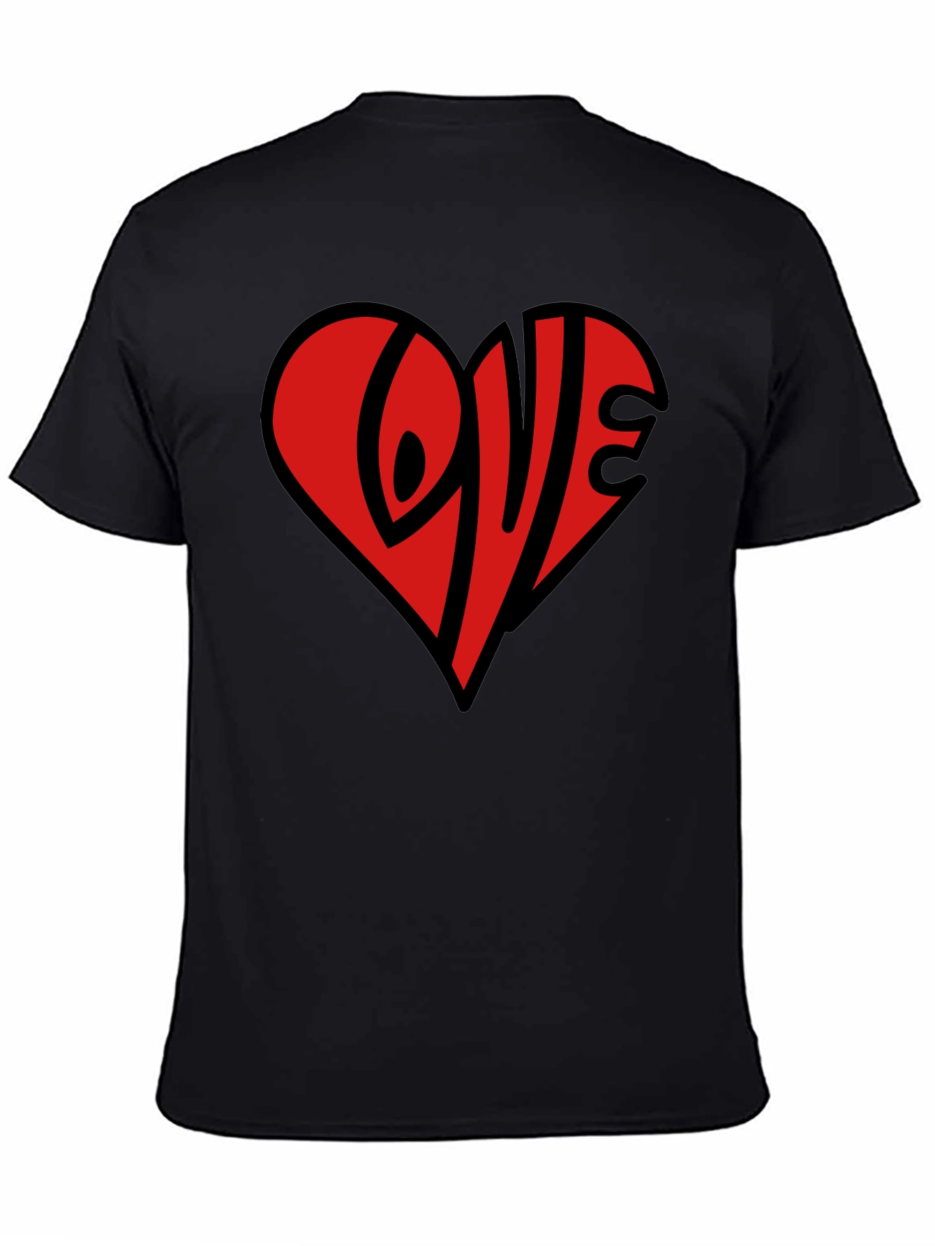 Love Heart Graphic Black T-Shirt