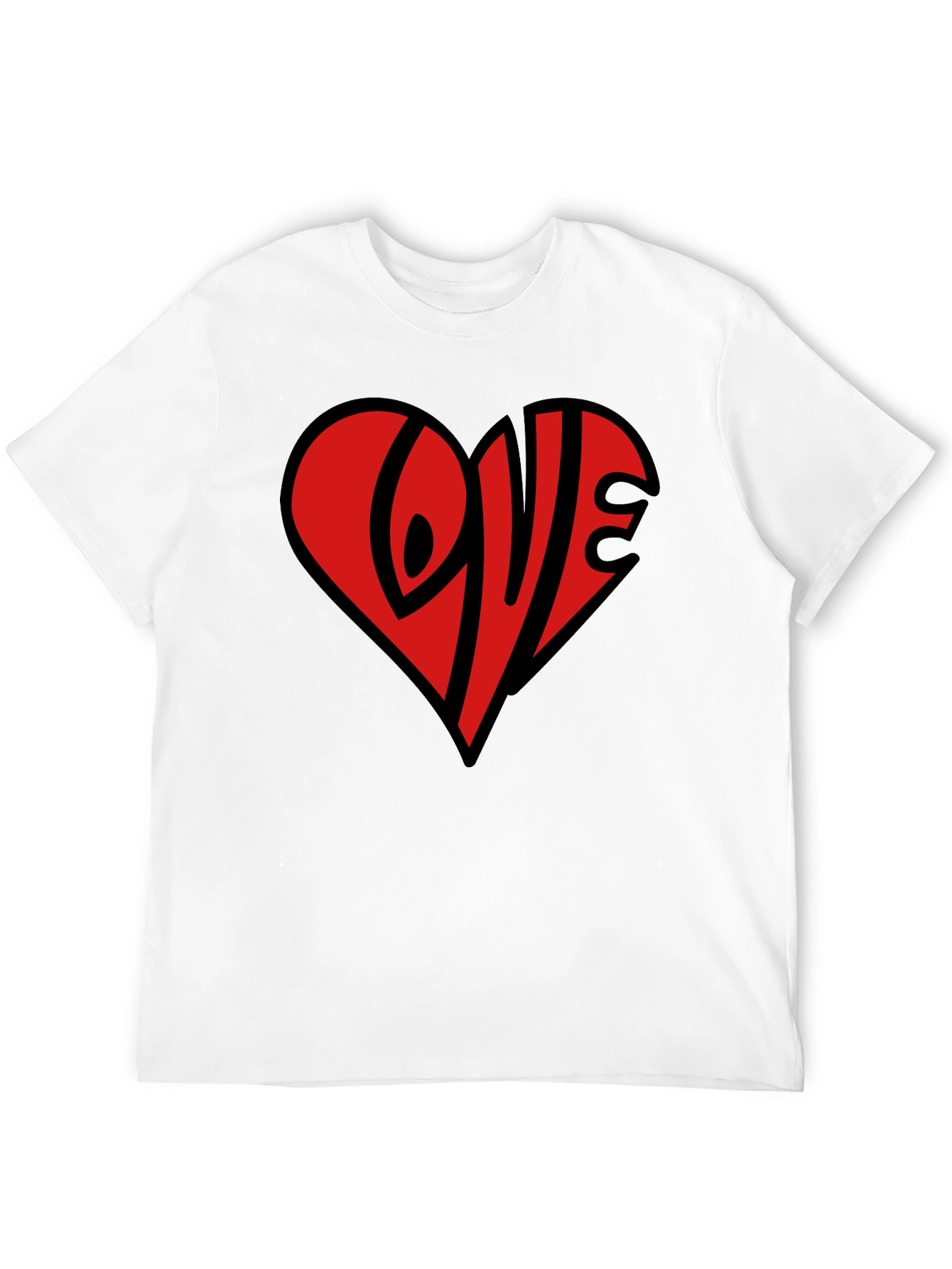 Love Heart Graphic Black T-Shirt