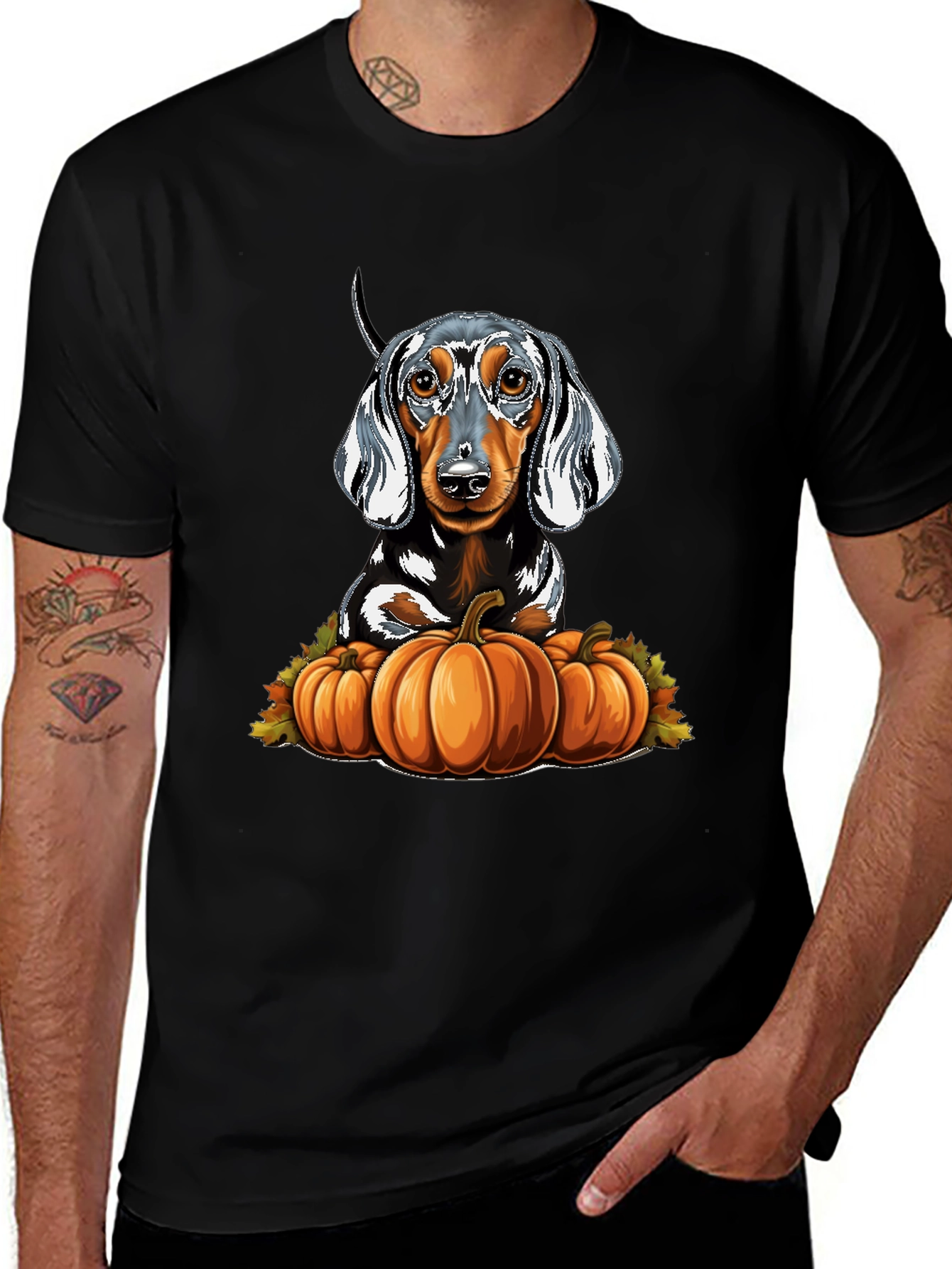 Dachshund & Pumpkins Graphic Tee