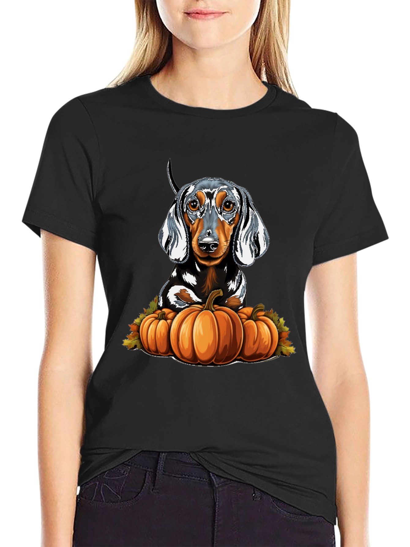 Dachshund & Pumpkins Graphic Tee