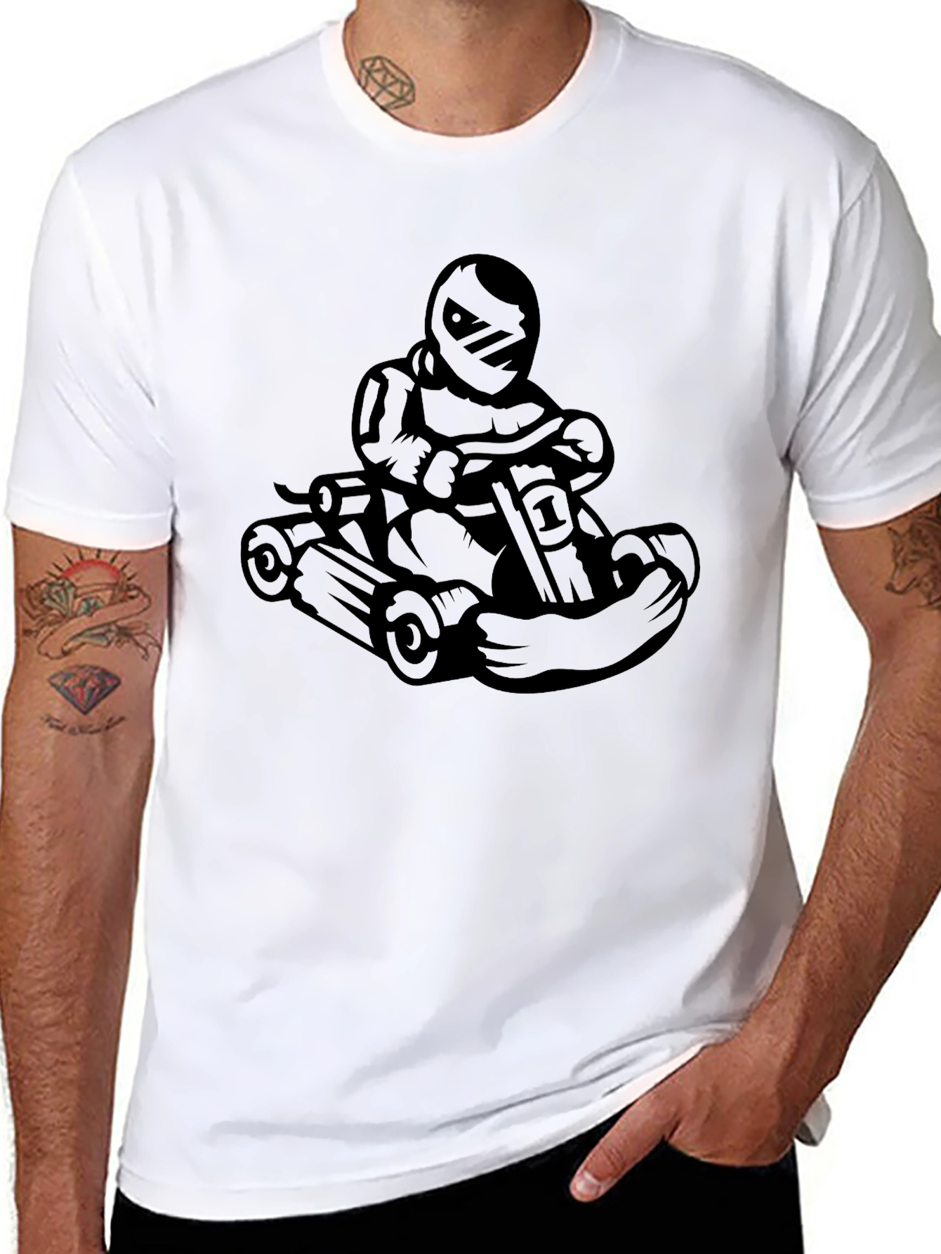 Mens Black Kart Racer Graphic Tee