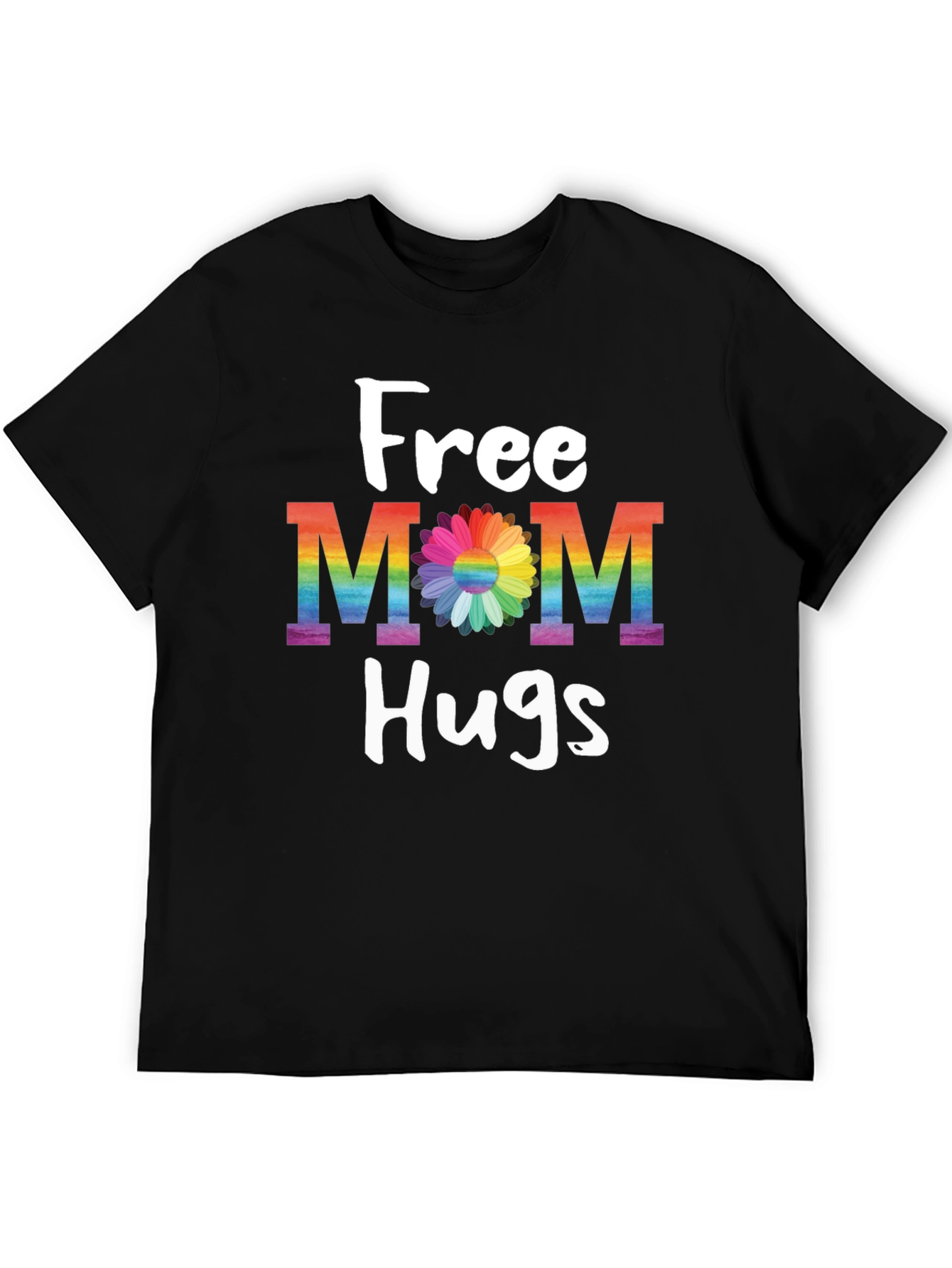 Free Mom Hugs T-Shirt - Rainbow Pride Flower Design
