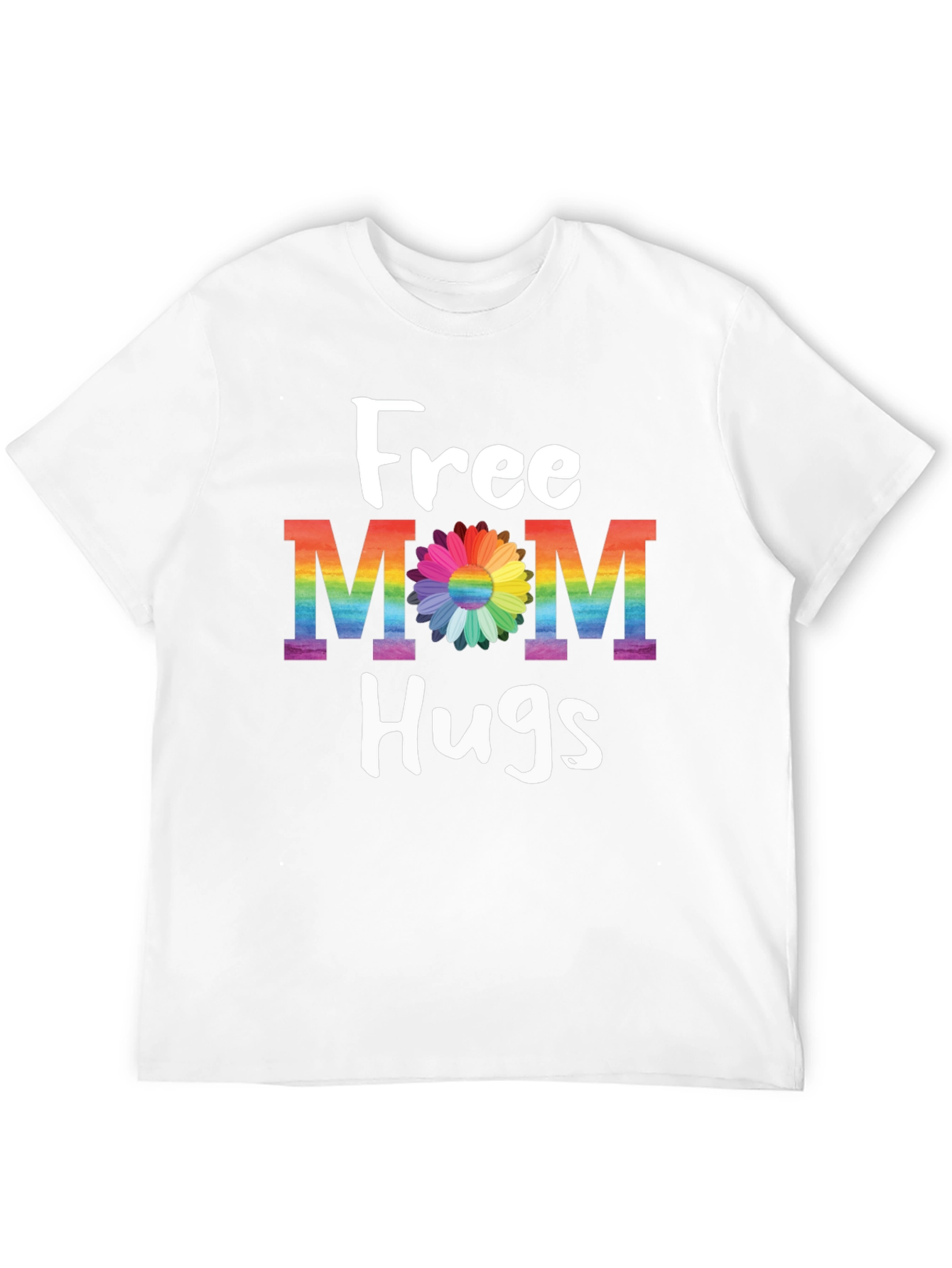 Free Mom Hugs T-Shirt - Rainbow Pride Flower Design