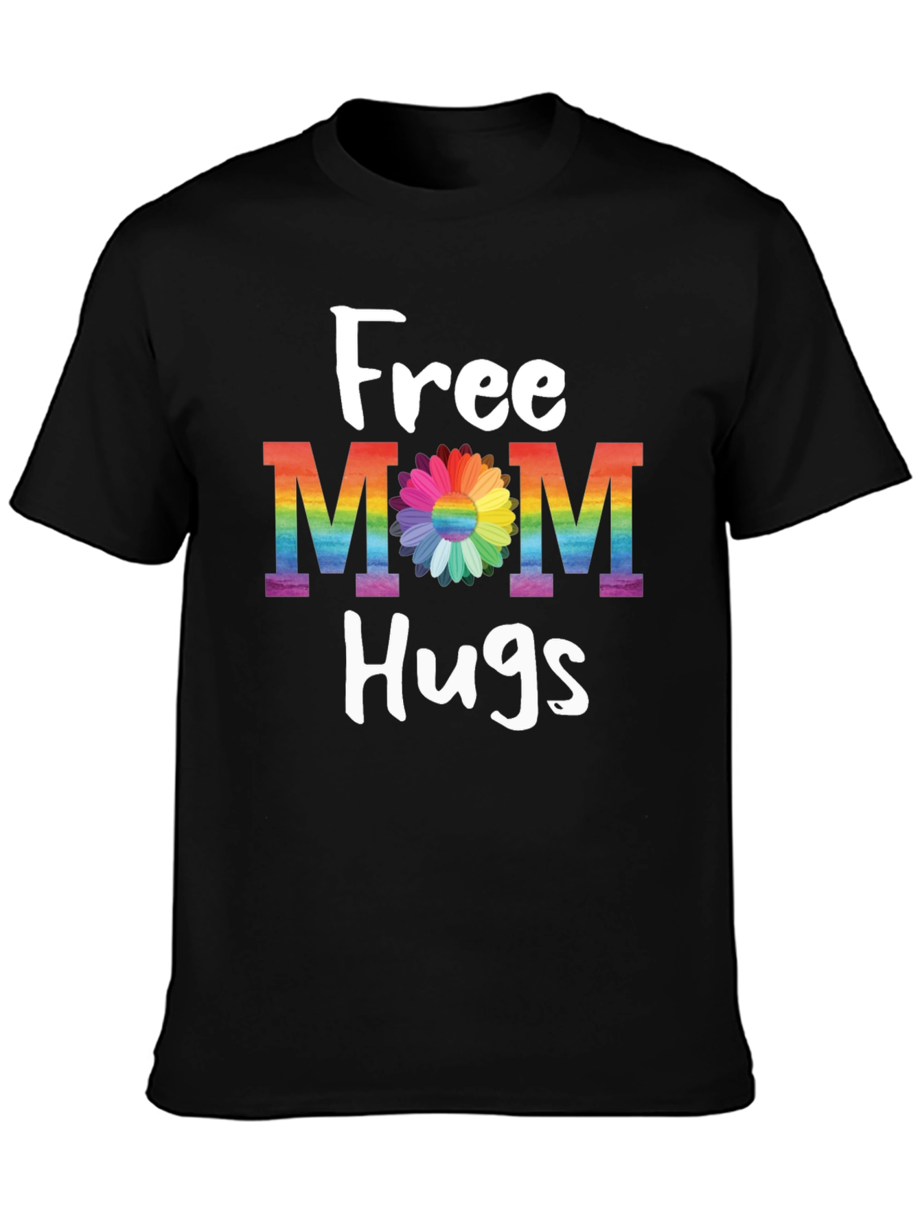 Free Mom Hugs T-Shirt - Rainbow Pride Flower Design