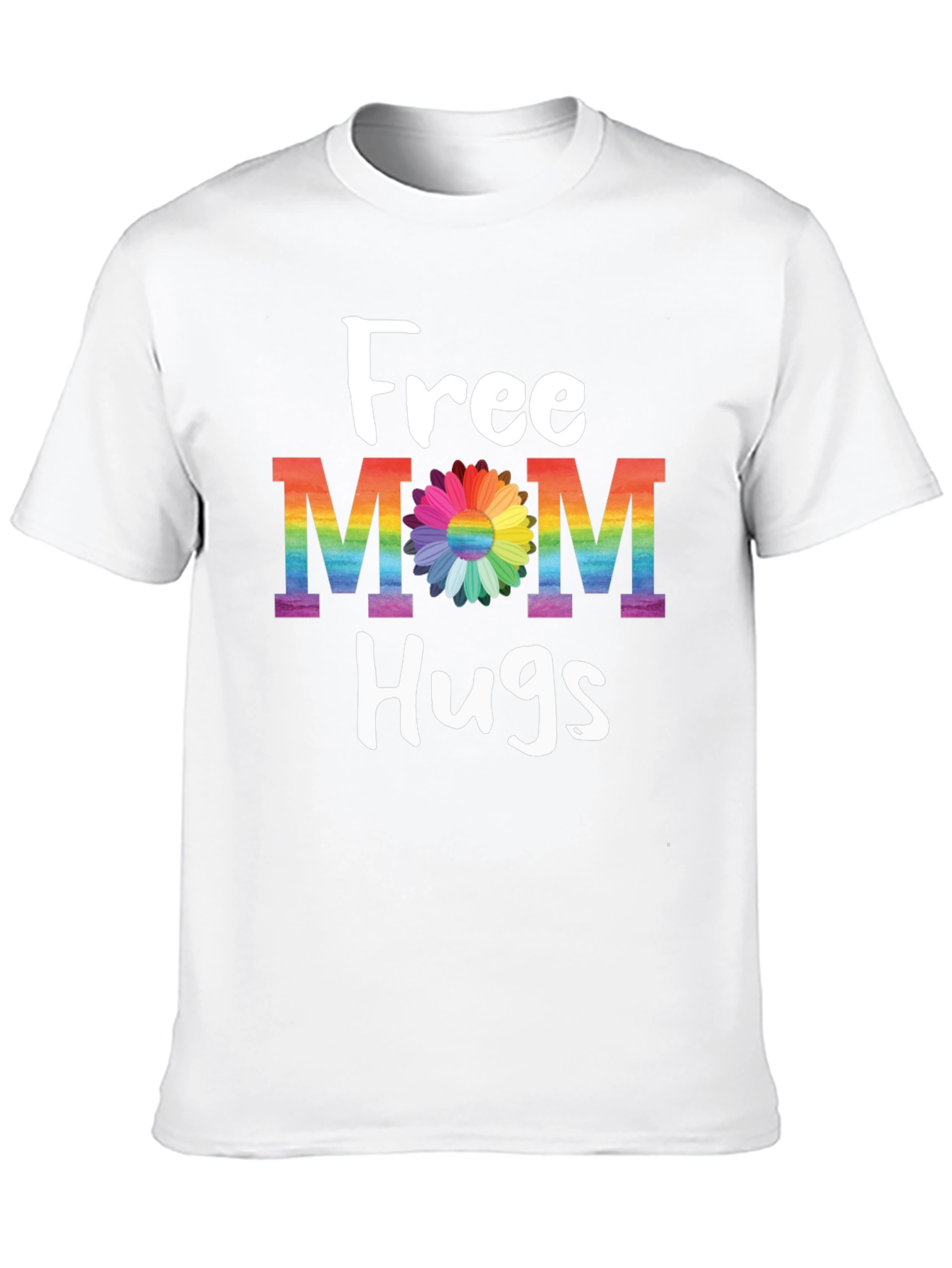 Free Mom Hugs T-Shirt - Rainbow Pride Flower Design