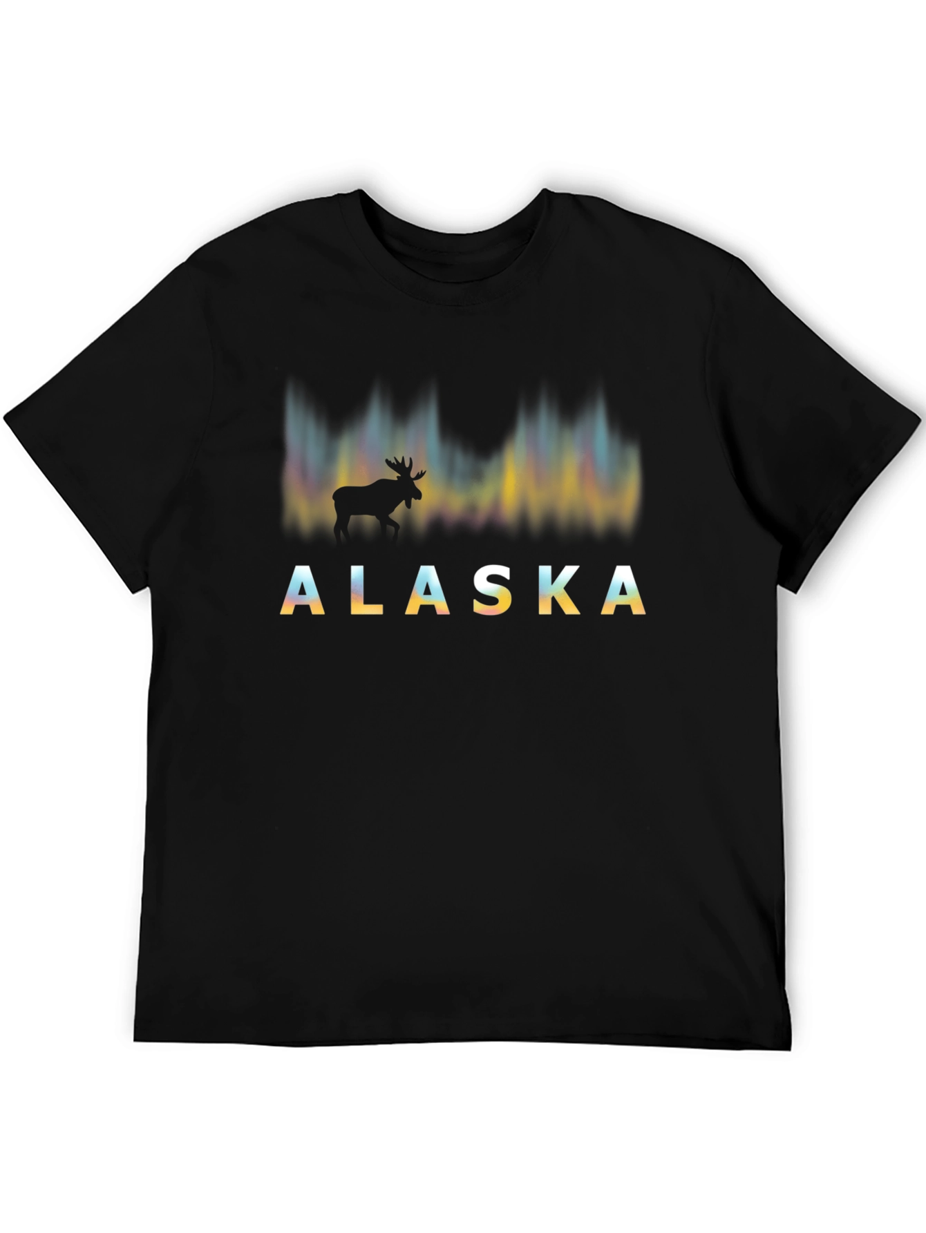 Alaska Moose Northern Lights Graphic Tee - Black
