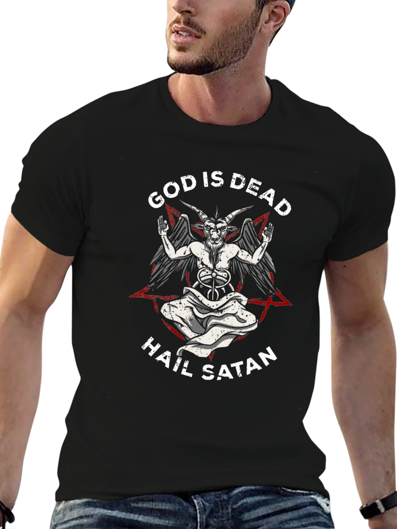 God is Dead Hail Satan Graphic Tee