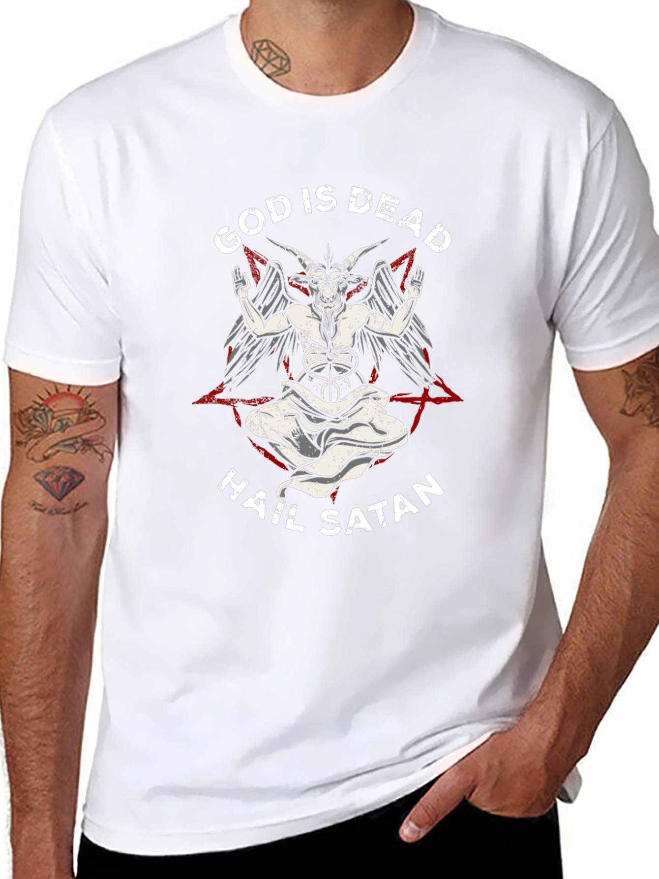 God is Dead Hail Satan Graphic Tee