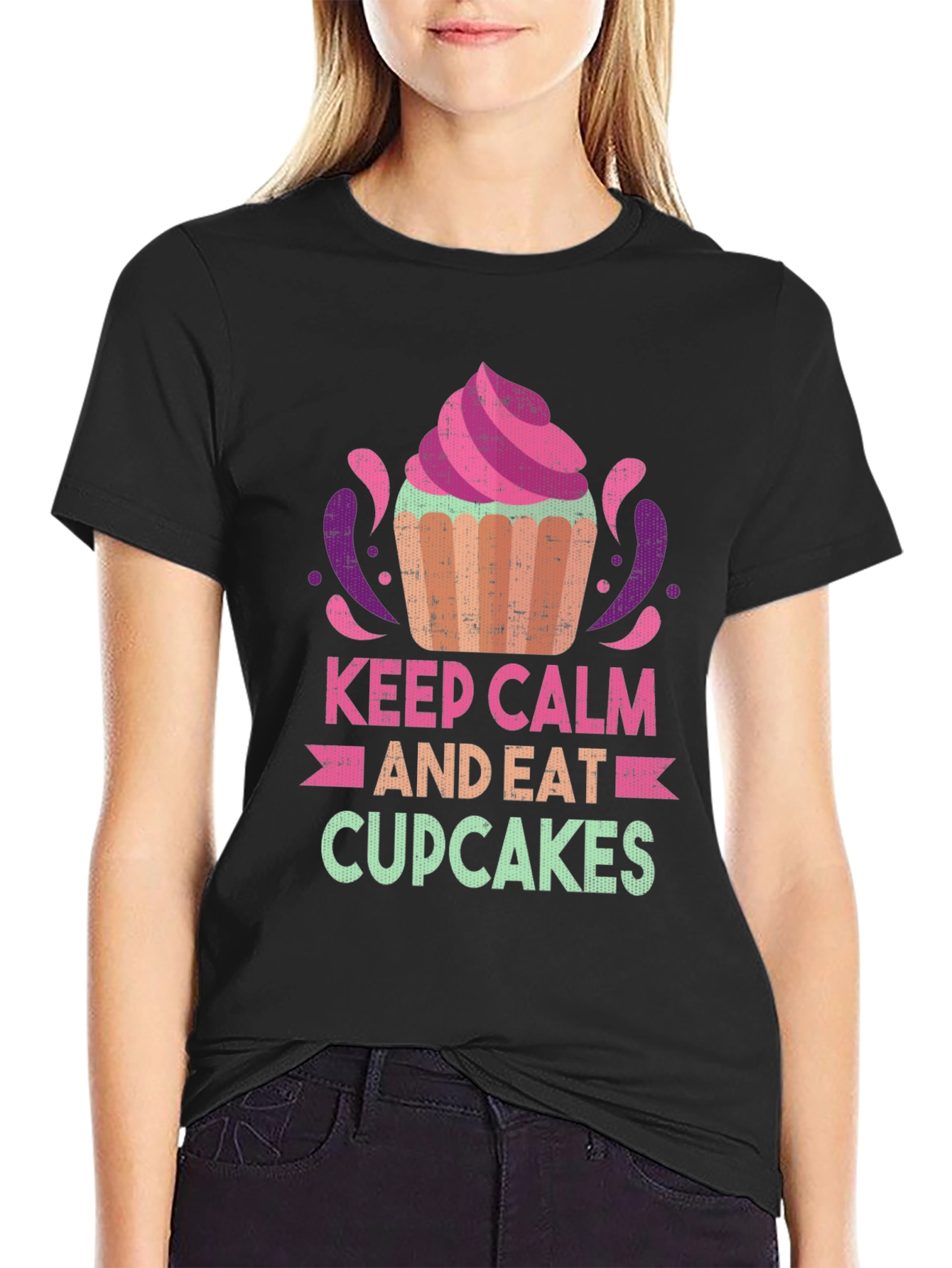 Keep Calm and Eat Cupcakes Graphic T-Shirt