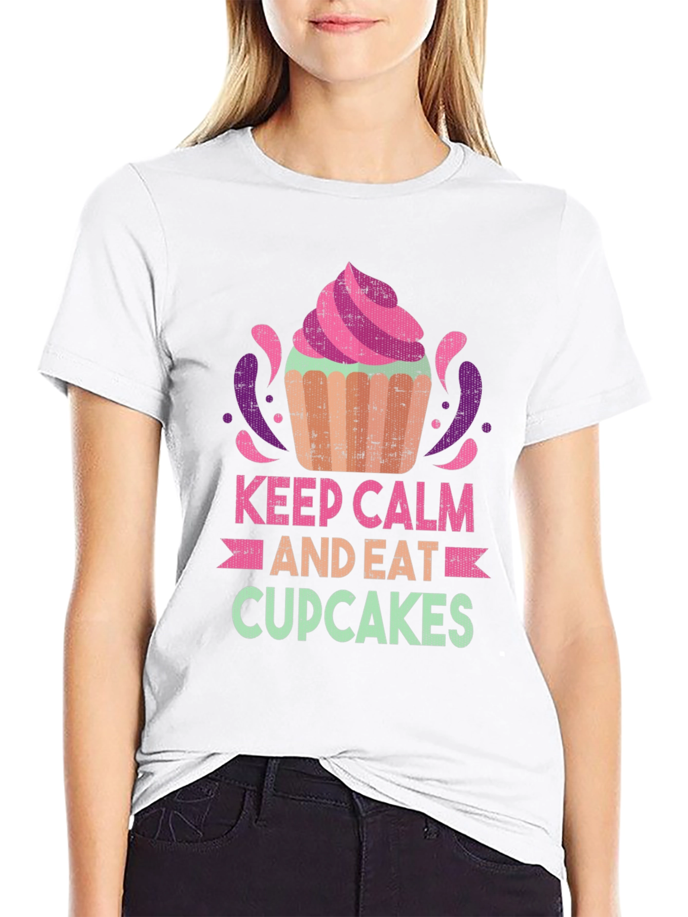 Keep Calm and Eat Cupcakes Graphic T-Shirt