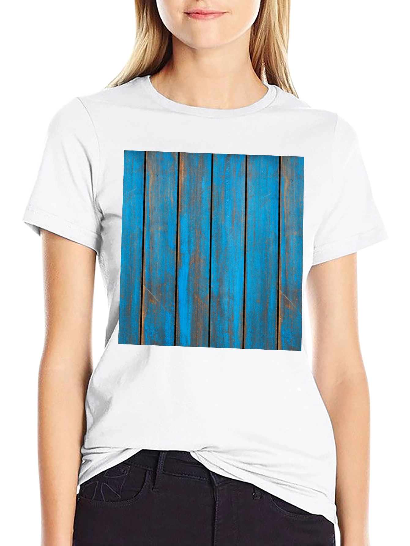 Rustic Blue Wood Plank Graphic T-Shirt