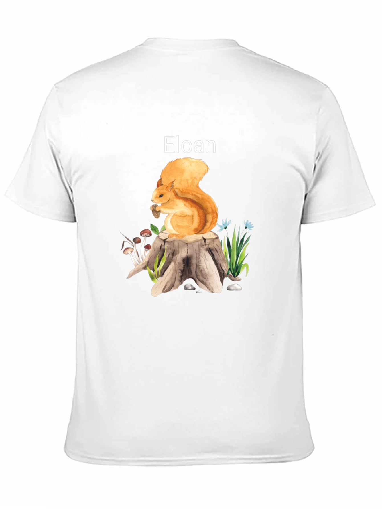 Eloan Squirrel on Stump Black T-Shirt