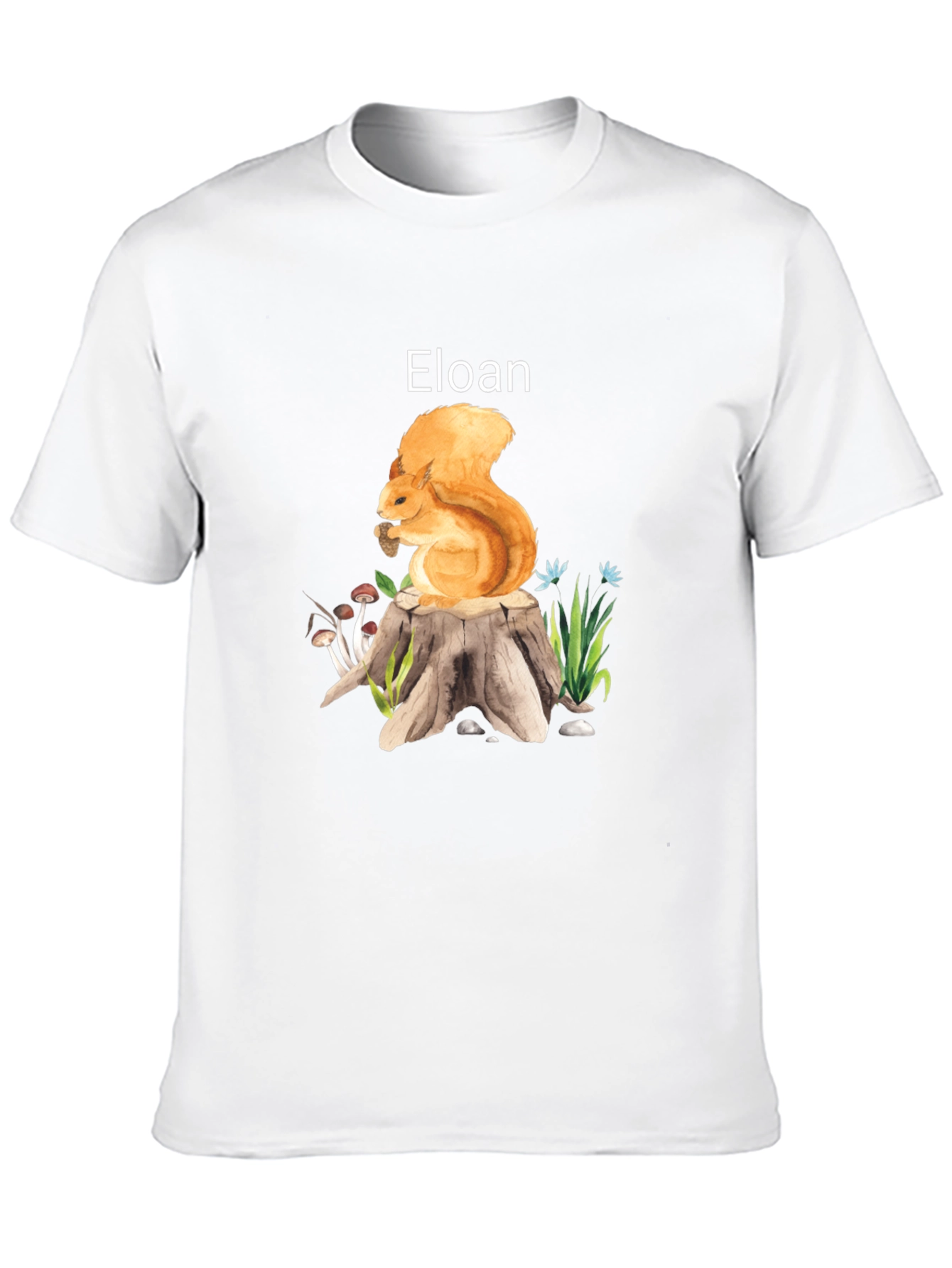 Eloan Squirrel on Stump Black T-Shirt