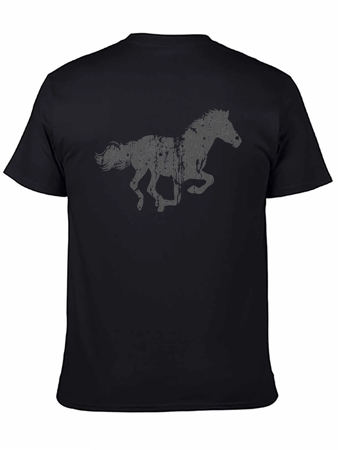 Distressed Horse Graphic Black T-Shirt