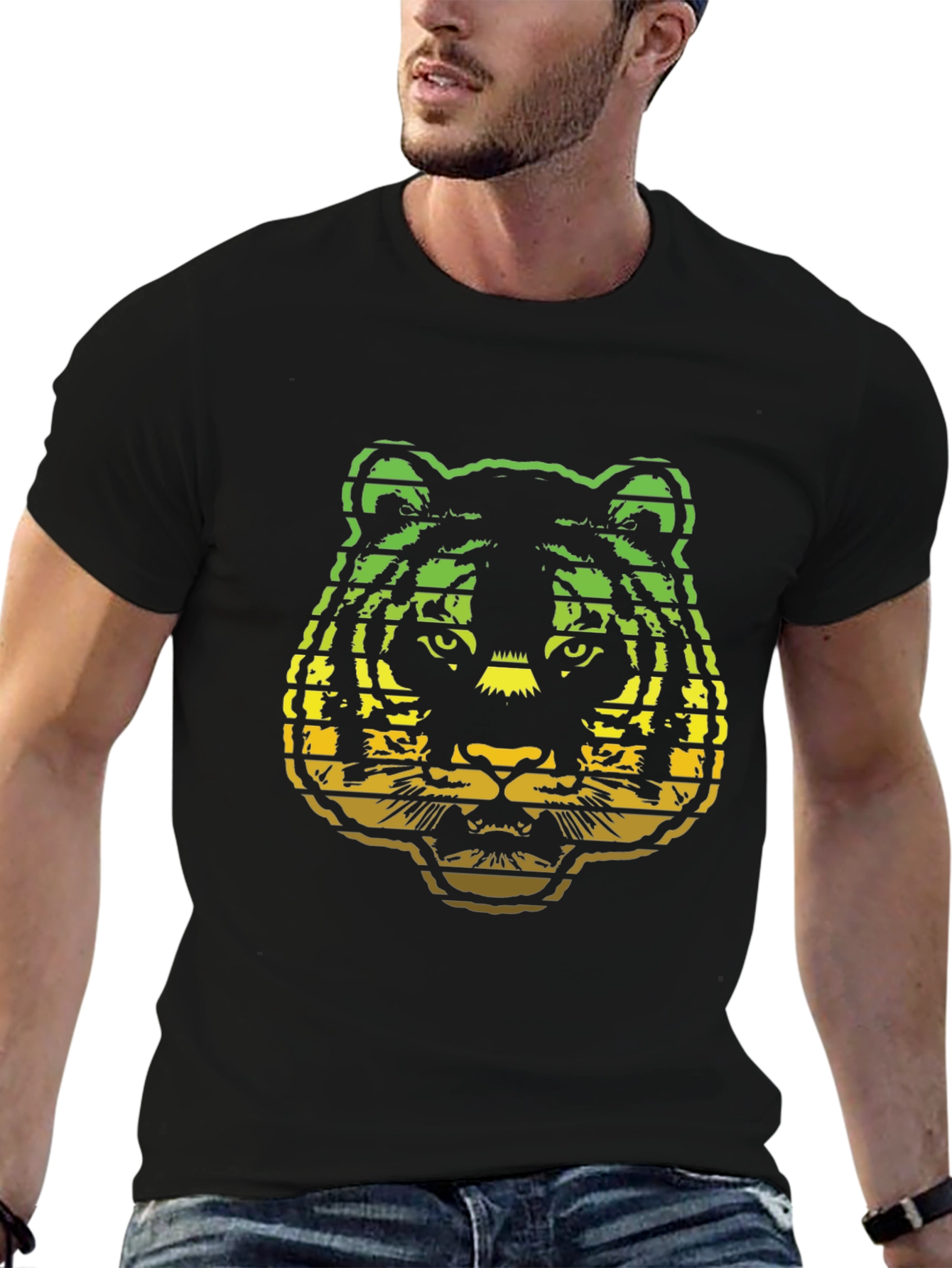 Rasta Tiger Graphic Tee - Black