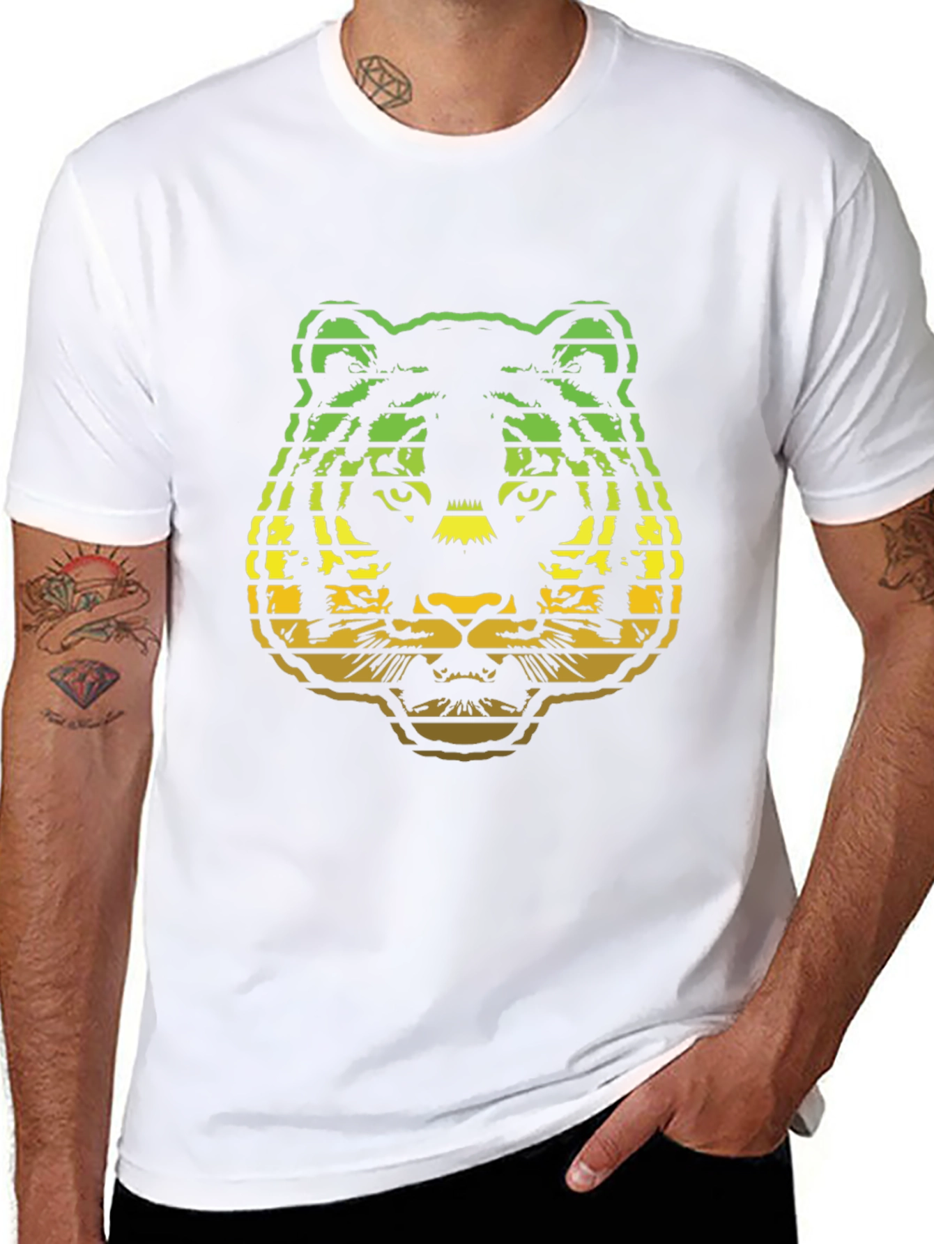 Rasta Tiger Graphic Tee - Black