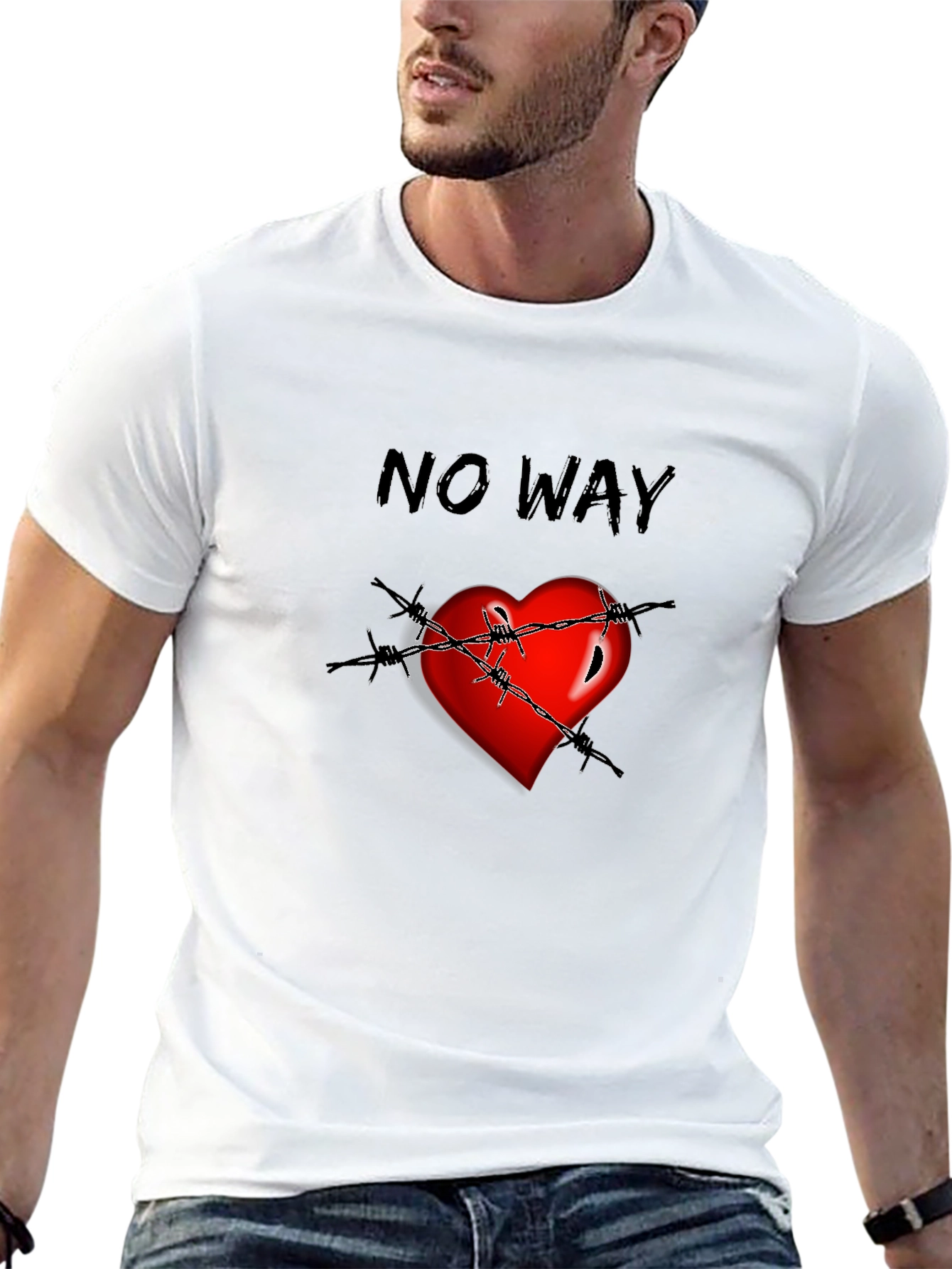 Edgy Heart Barbed Wire Graphic T-Shirt
