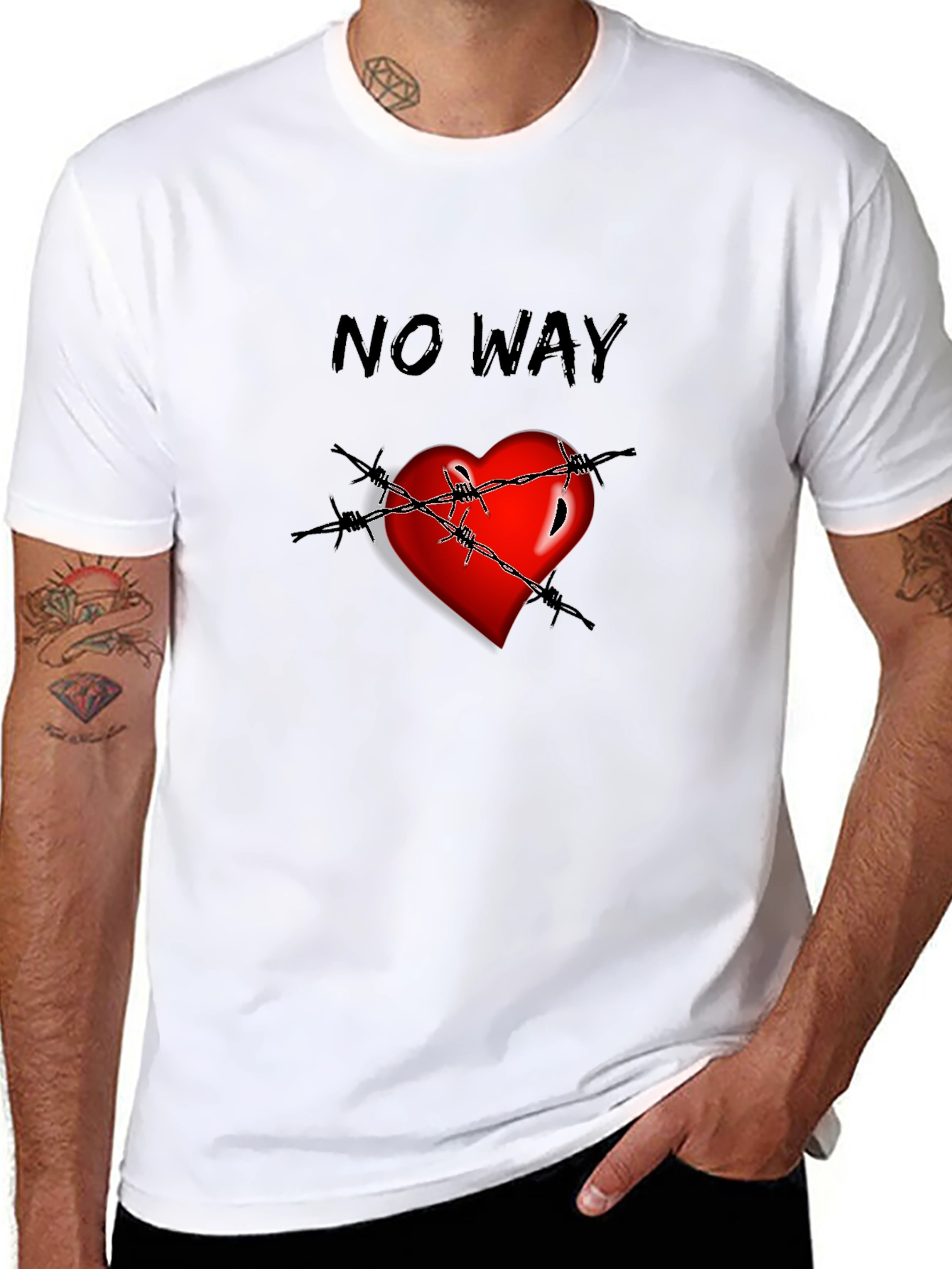 Edgy Heart Barbed Wire Graphic T-Shirt