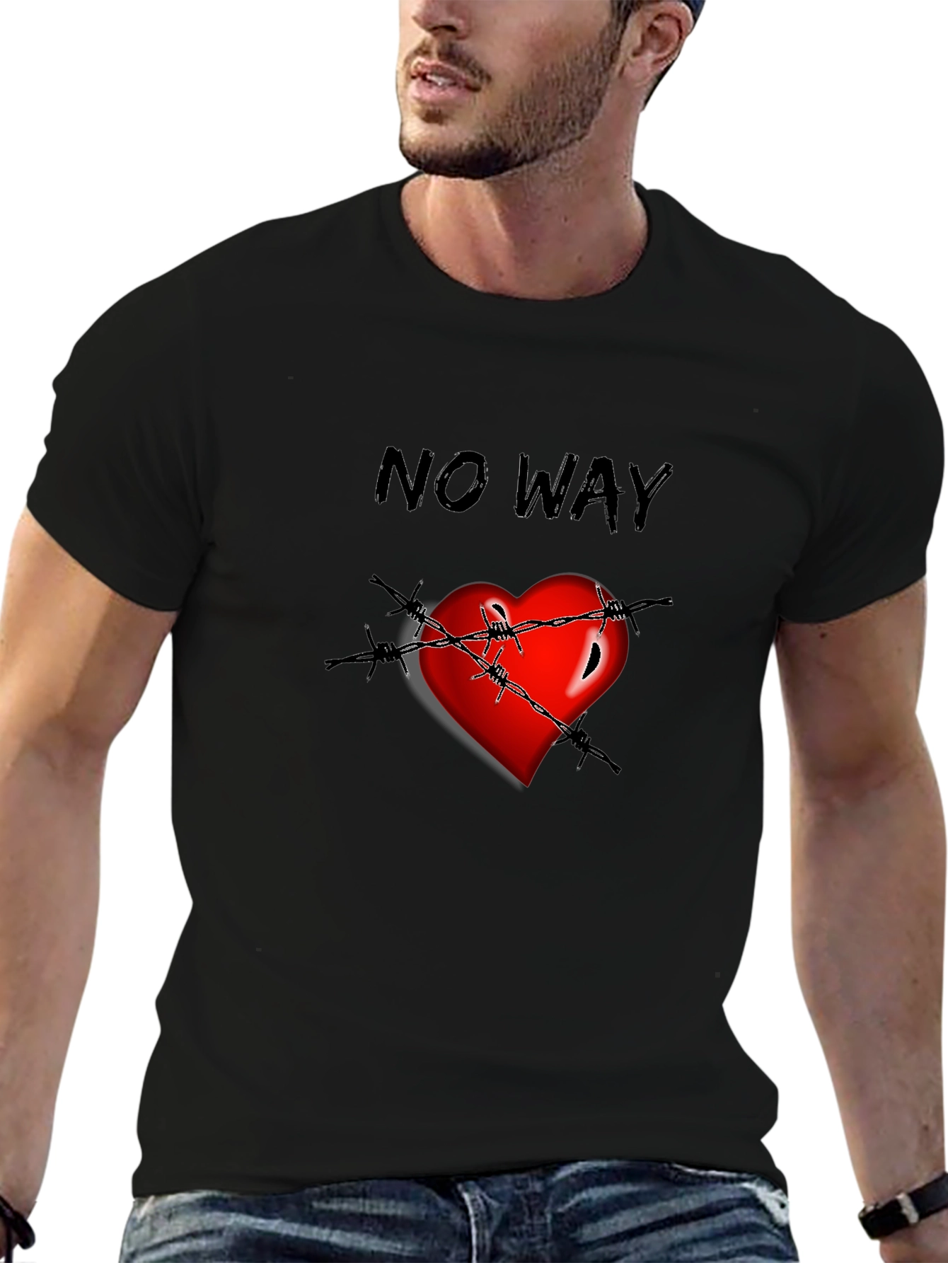 Edgy Heart Barbed Wire Graphic T-Shirt